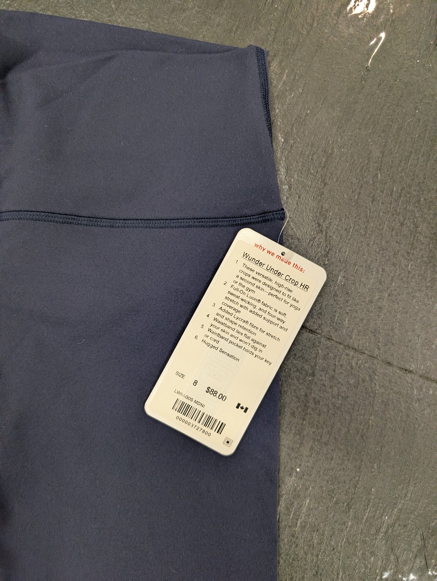 Lululemon Wunder Under Crop HR Leggings Size 8 Navy