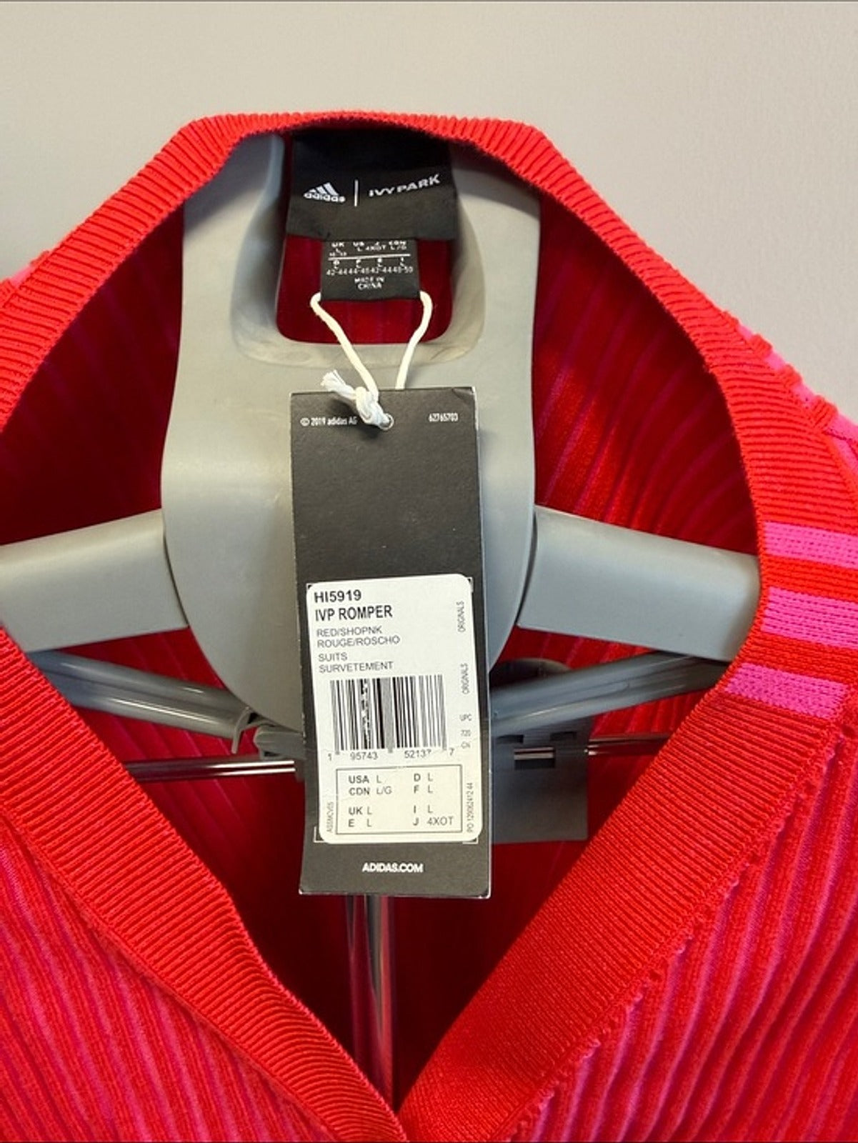 Ribbed V-Neck Long Sleeve Ivy Park x Adidas Top in Bright Red