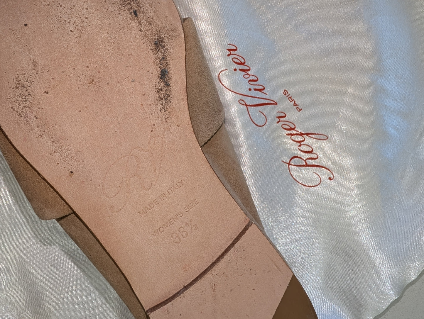 Roger Vivier Suede Loafers with Buckle, Beige, 36.5