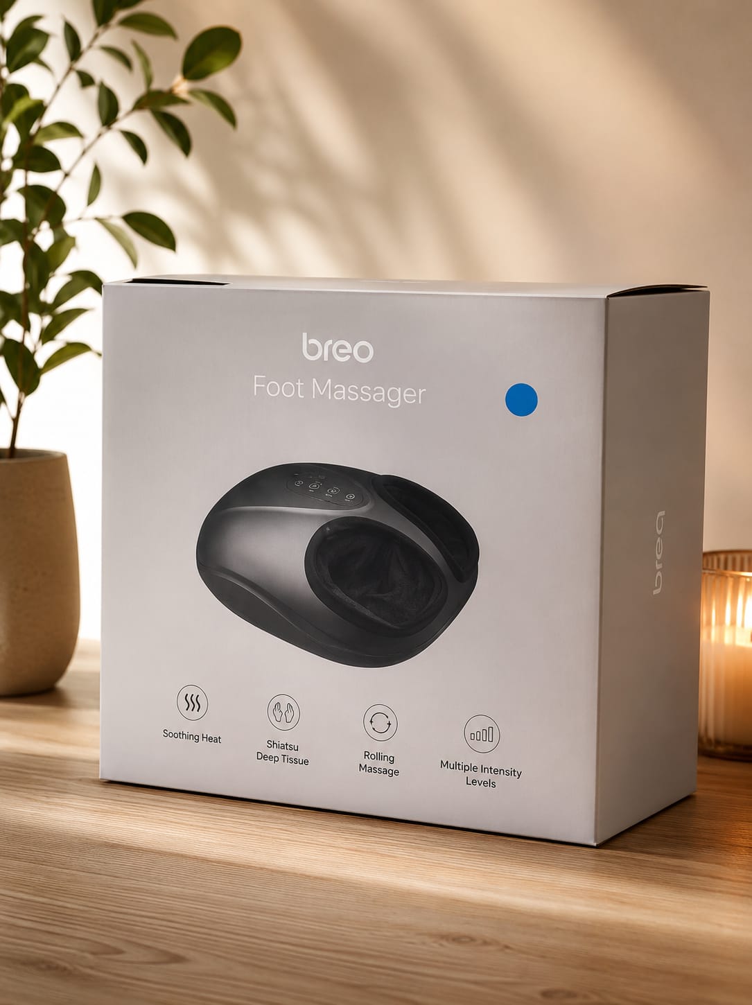 Breo Foot Massager with Heat, Shiatsu, Deep Tissue Kneading, Rolling Massage