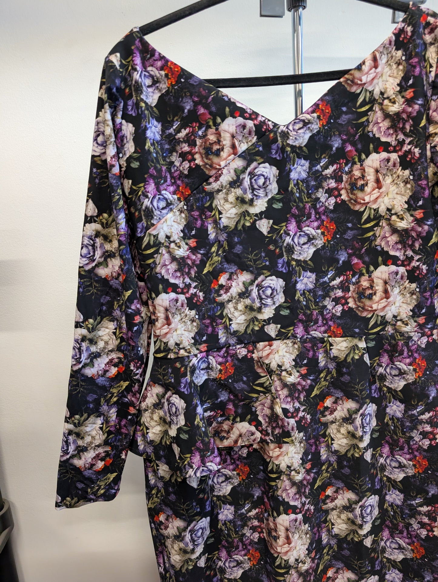 Chiara Boni black floral long sleeve dress