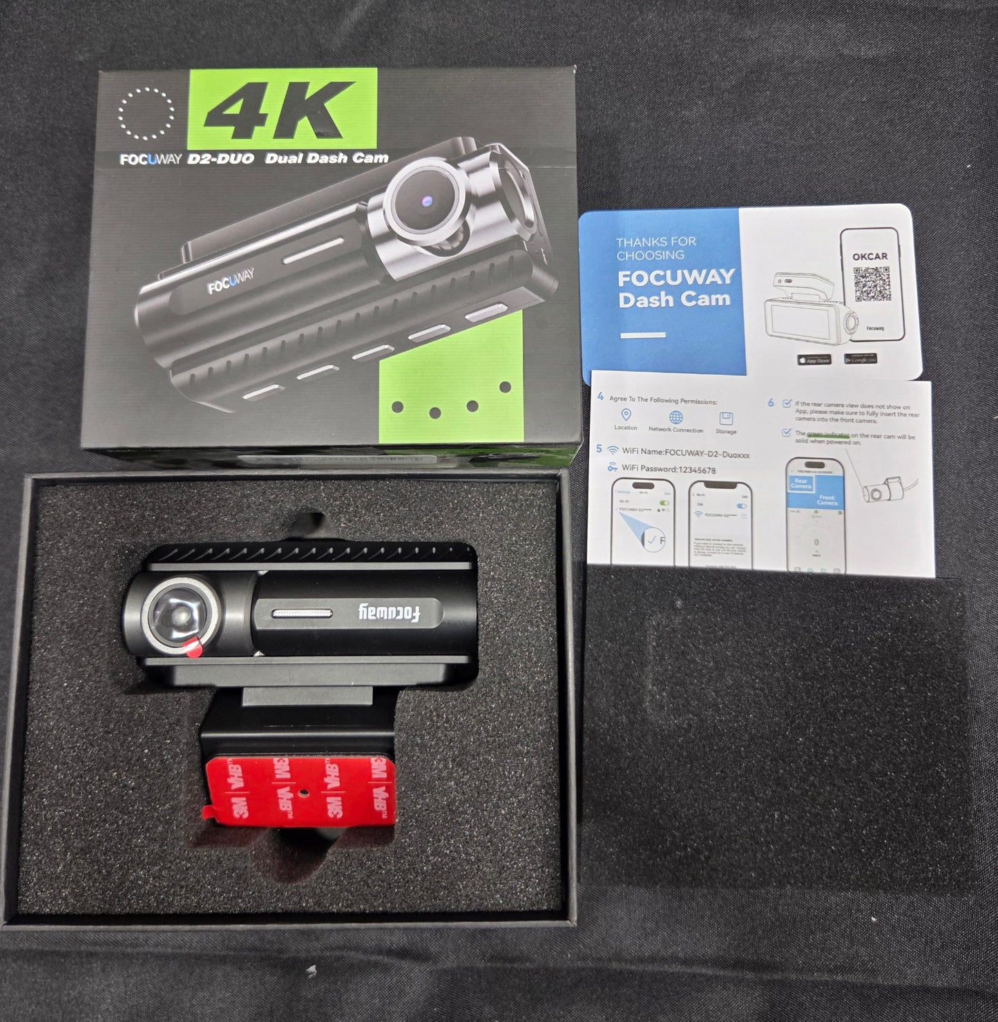 Focuway D2-DUO 4K Dual Dash Cam Front & Rear WiFi Car Camera