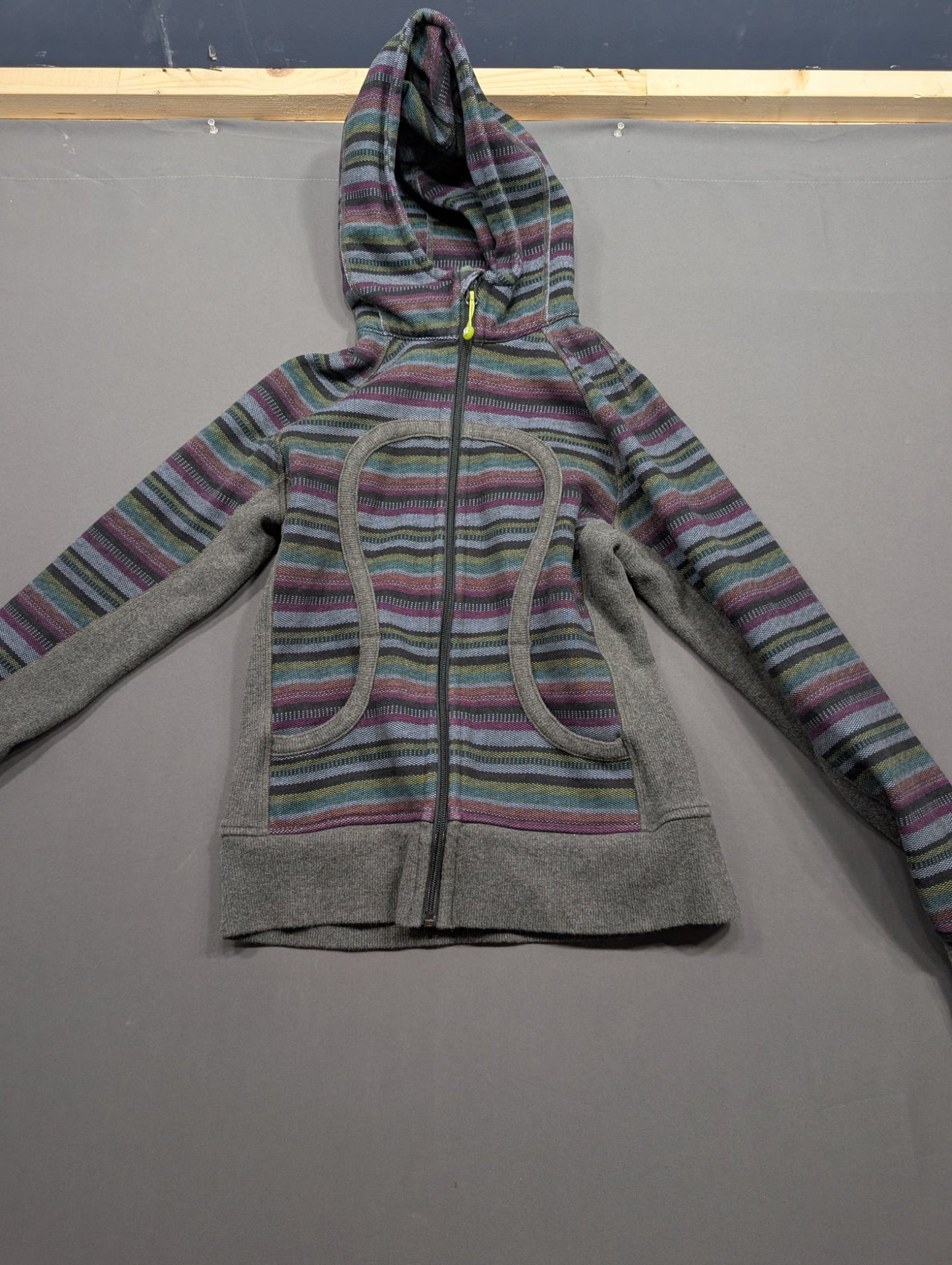 Lululemon Scuba Hoodie Full Zip Size 6 Striped Multicolor Gray