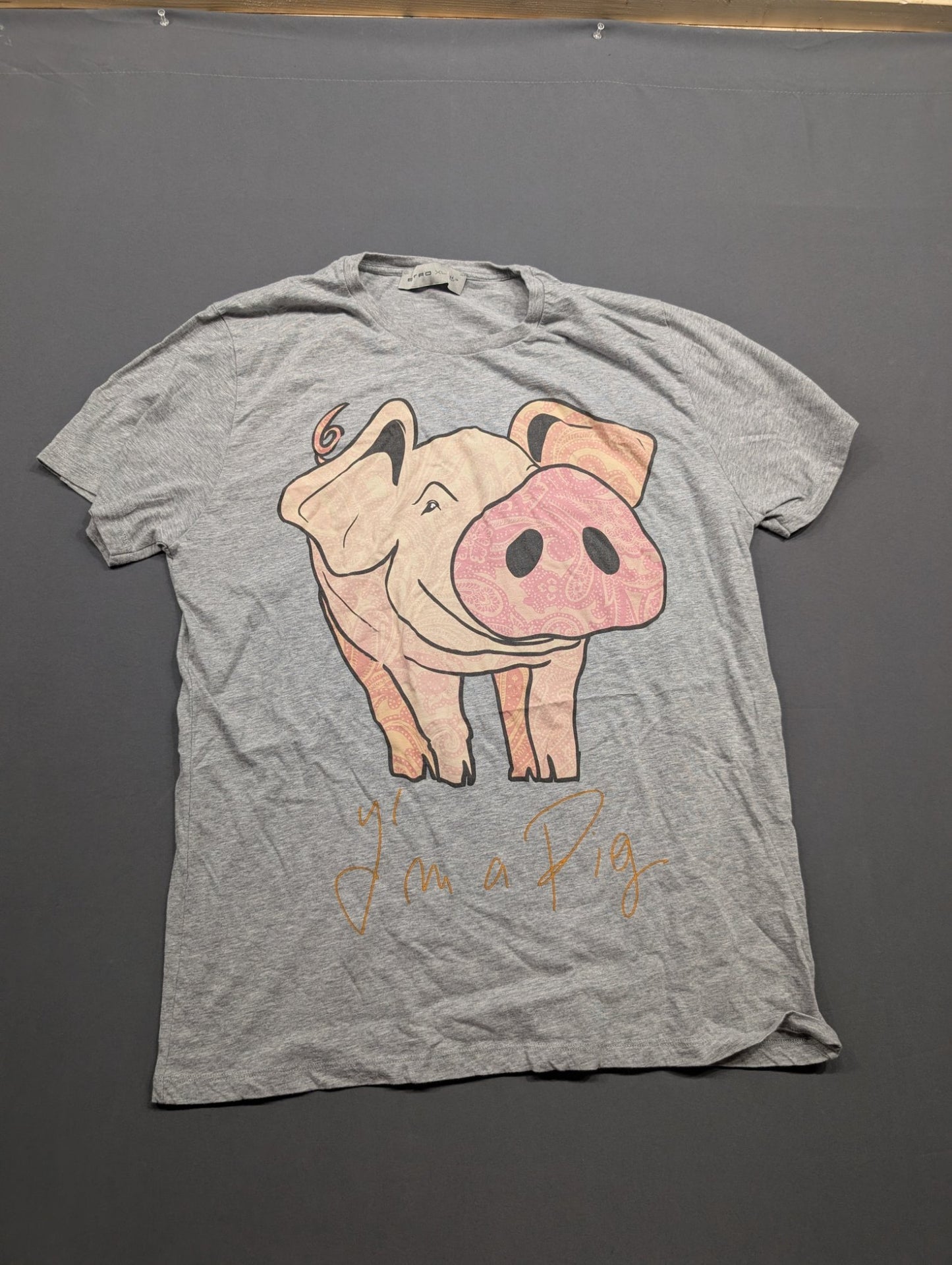 Etro XL Gray Pig Print Graphic Tee Made in Italy T-Shirt