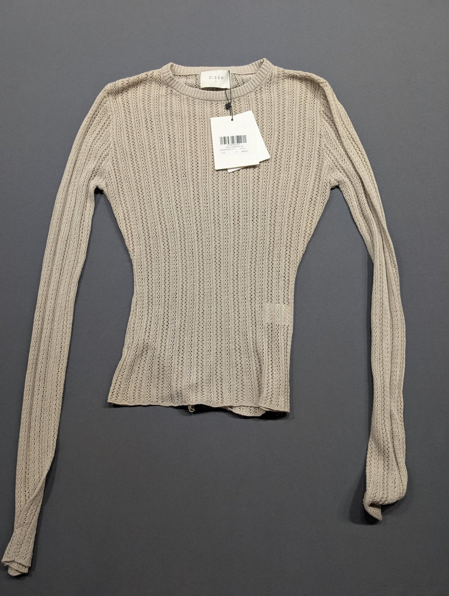 DISSH Estella Stone Knit Top Long Sleeve Crew Neck Size S