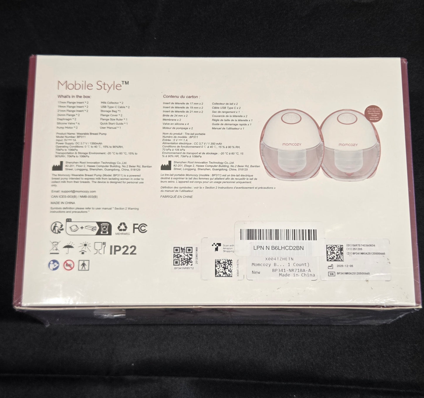 Momcozy Mobile Style BP311 Hands-Free Wearable Breast Pump Double