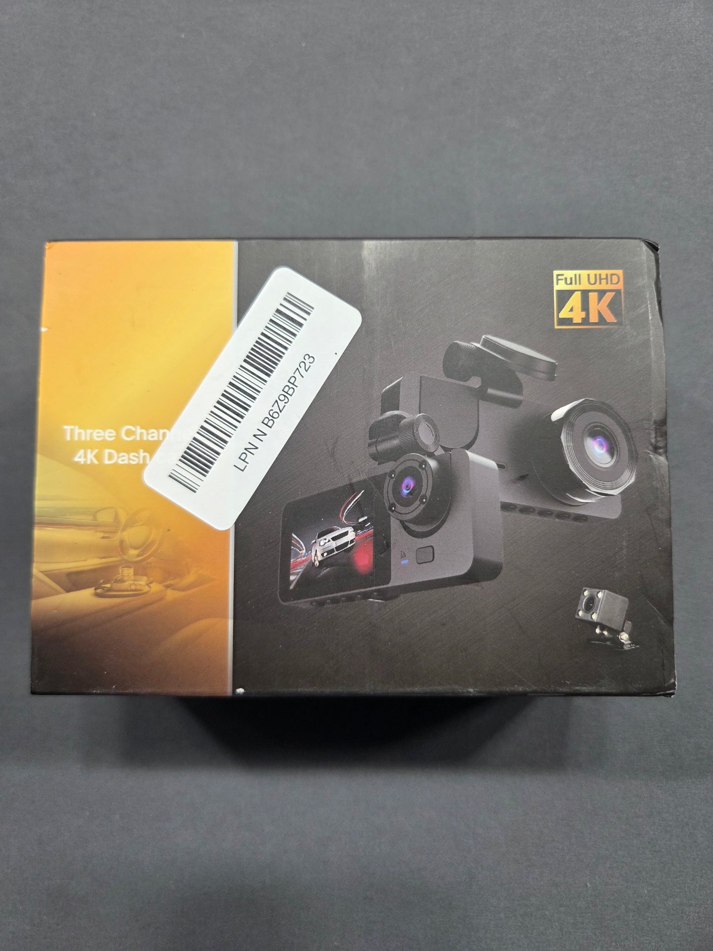Three Channel 4K Dash Cam Front Inside Rear IR Night Vision 8MP 70°