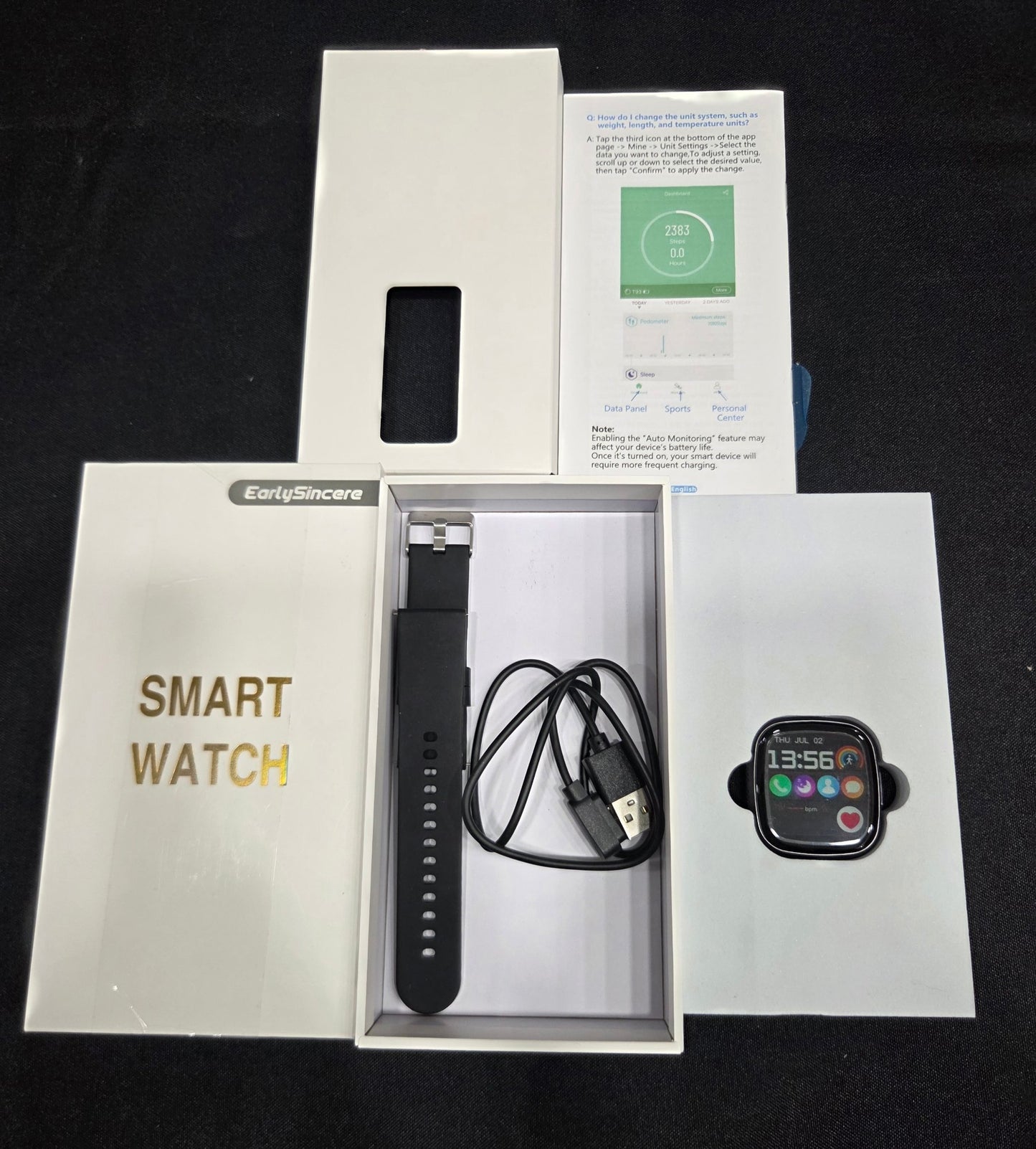 EarlySincere T93 Smart Watch 1.72" HD Fitness Tracker 135 Sports Modes