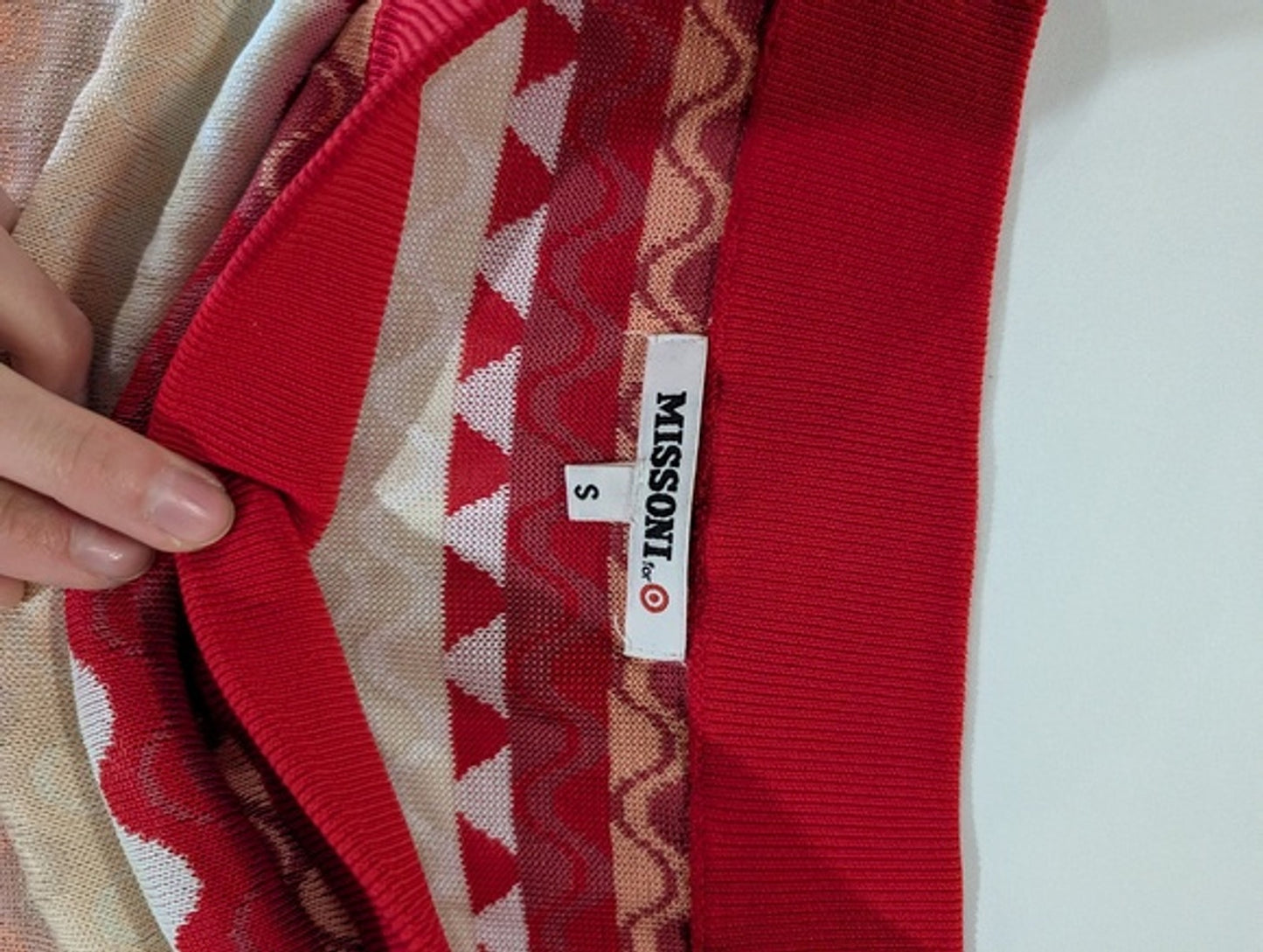 Missoni for Target red and beige zigzag mini skirt, size S