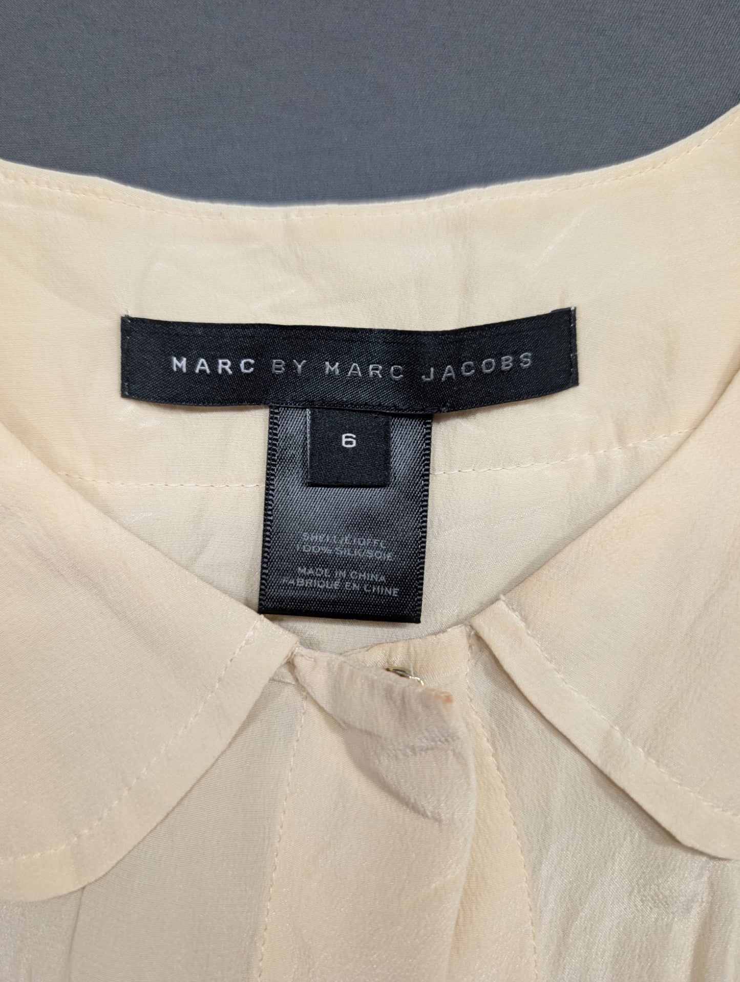 Marc by Marc Jacobs Silk Blouse Cream Peter Pan Collar Size 6