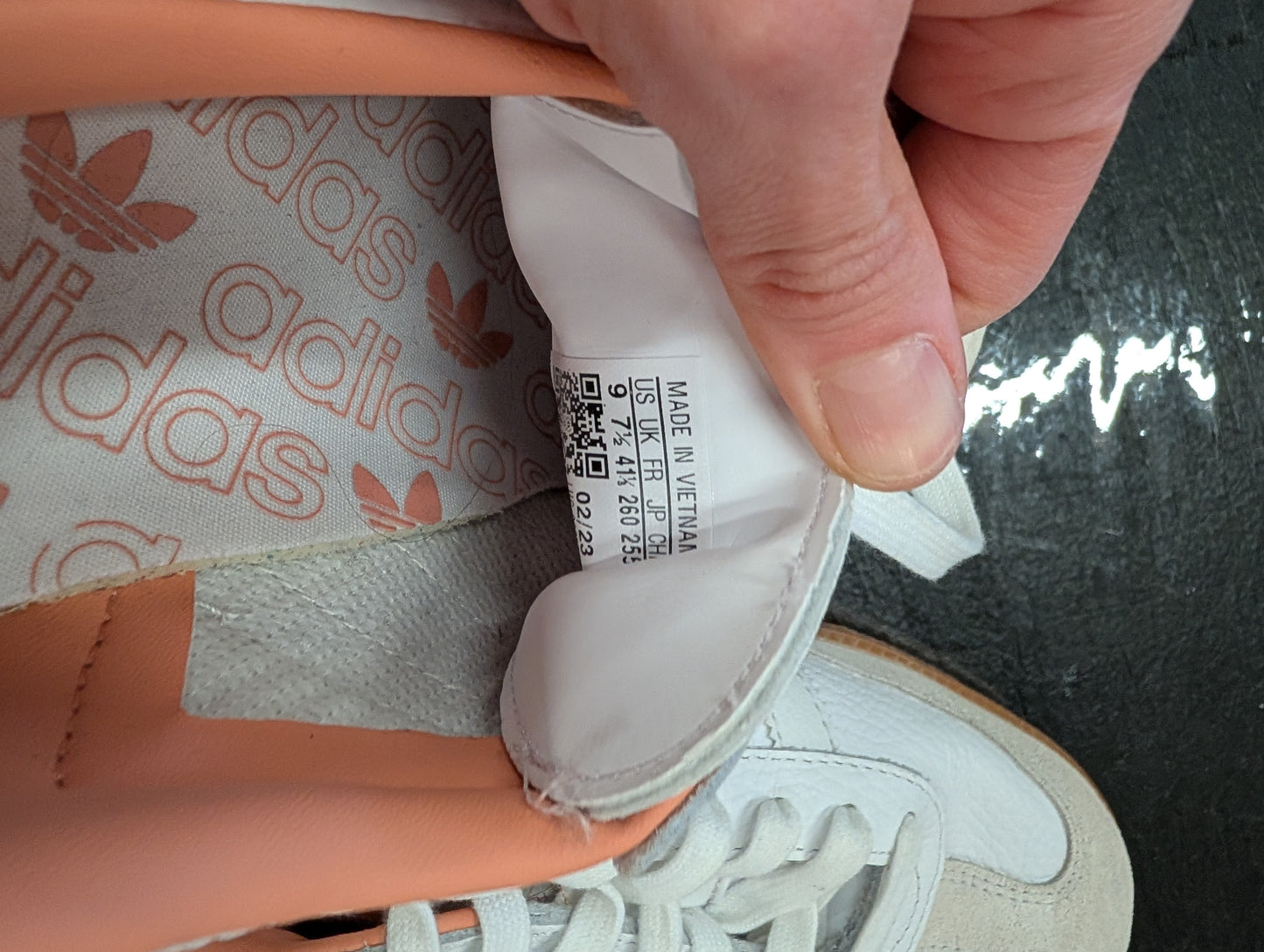 Adidas Originals White and Peach Trainers