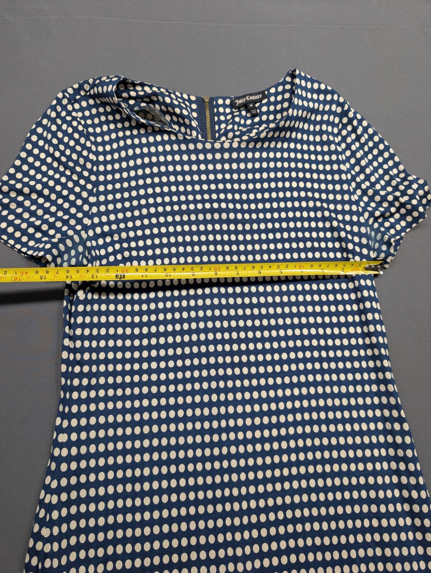 Juicy Couture Polka Dot Drop-Waist Dress Navy Blue Size M