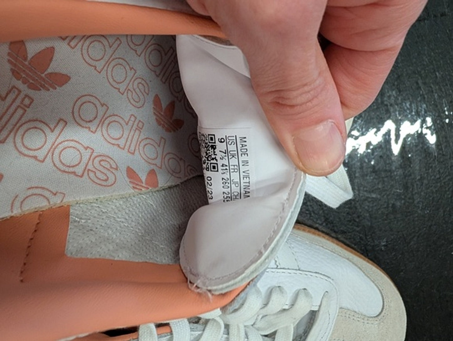 Adidas Originals White and Peach Trainers
