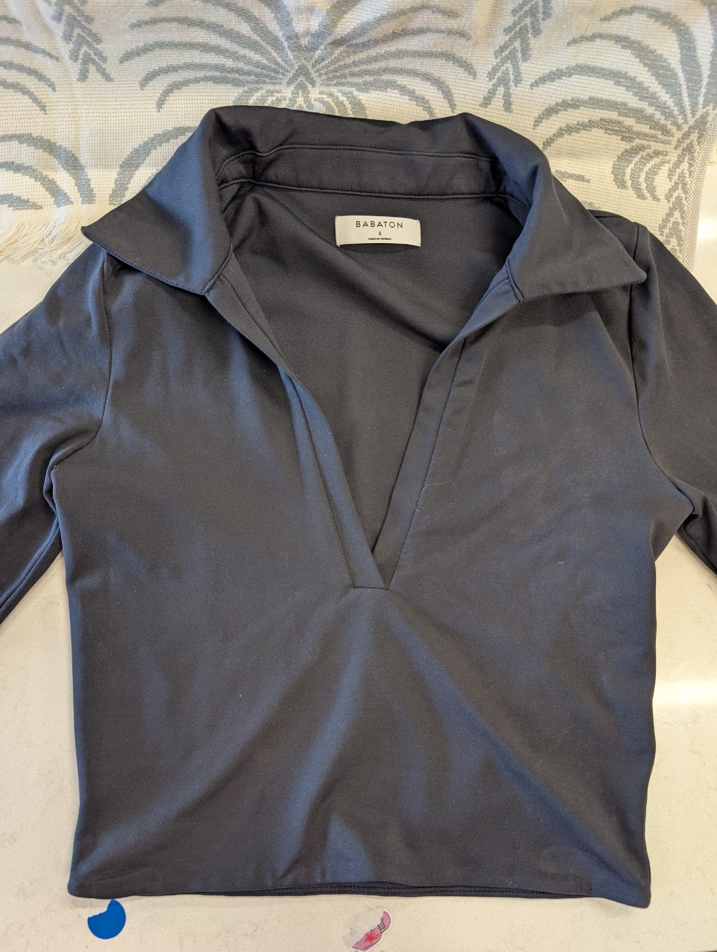 Babaton Black Collared Long Sleeve Top - Size S