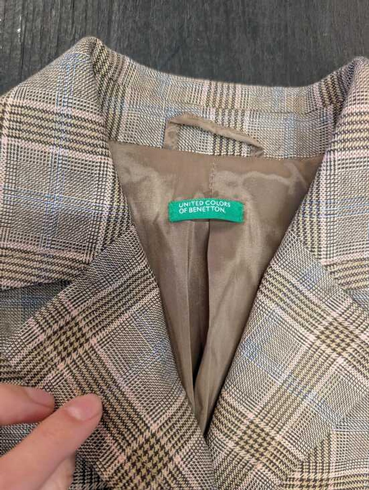 United Colors of Benetton Plaid Belted Blazer – Size 38, Like New