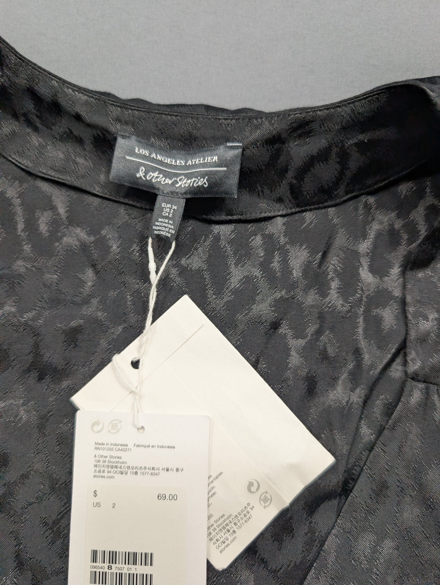 & Other Stories Los Angeles Atelier Leopard Blouse Black US 2