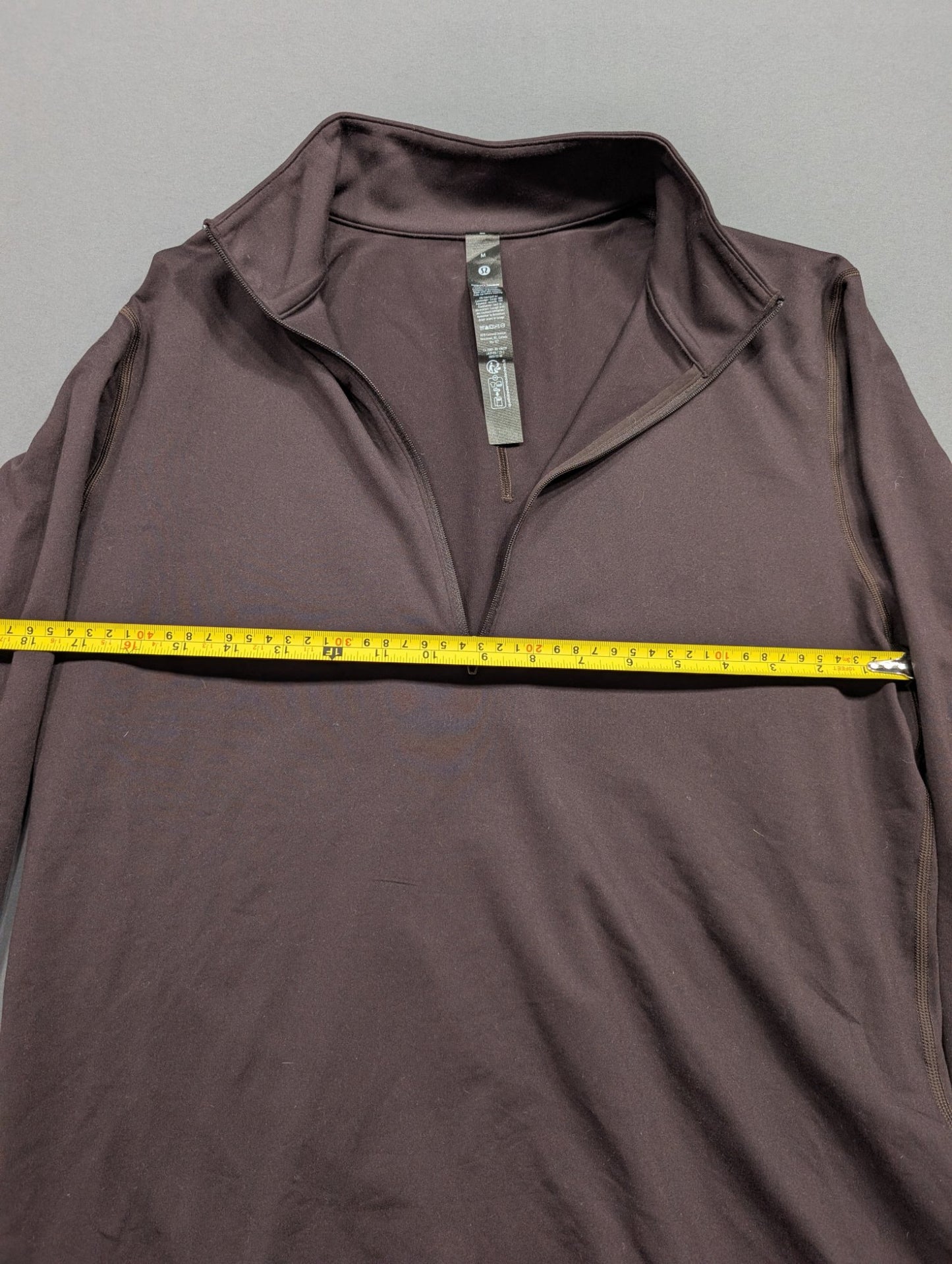 Lululemon Men's Quarter-Zip Pullover Dark Brown Size M 88% Recycled Poly