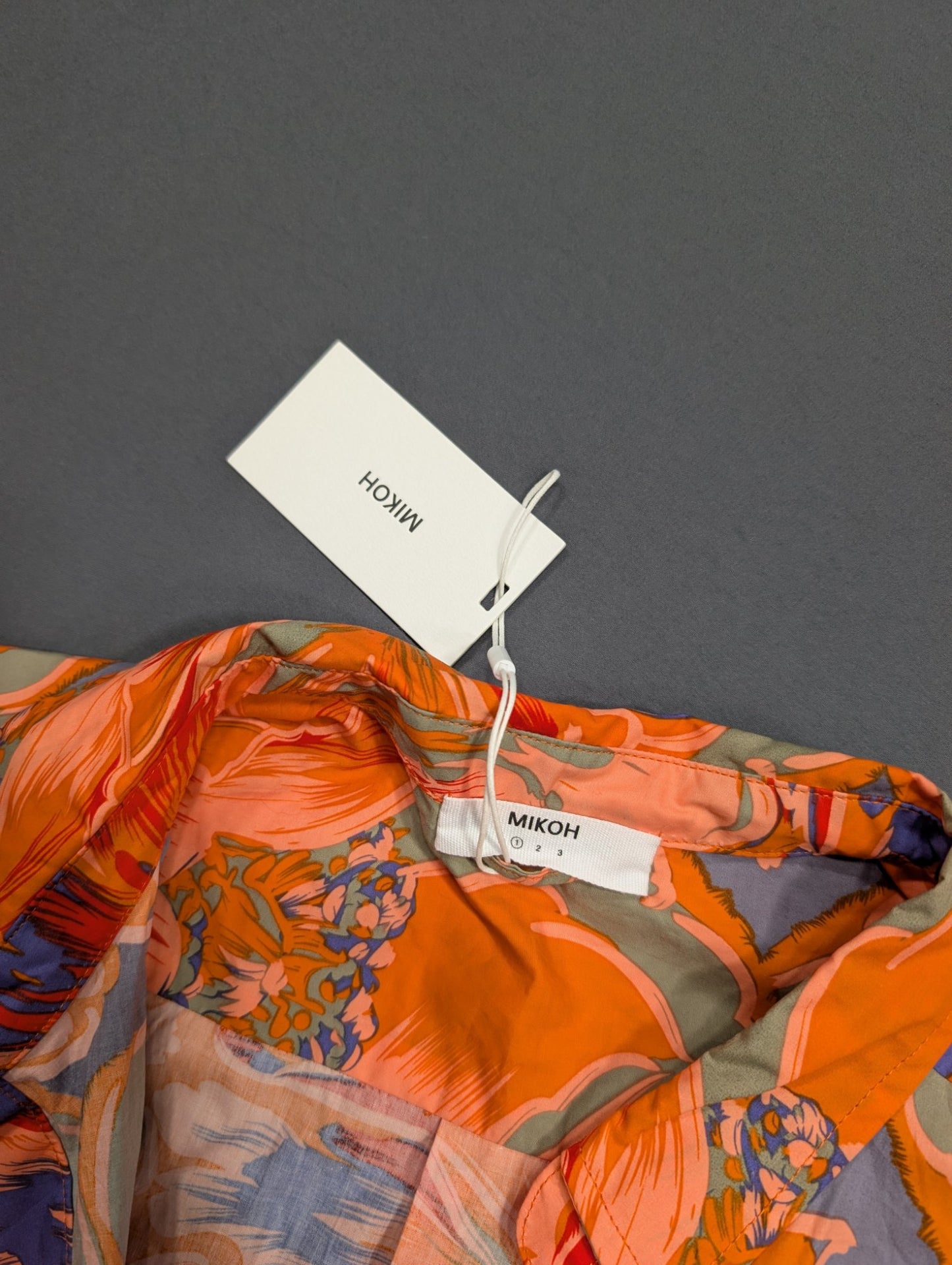 MIKOH Floral Print Button-Down Shirt Size 1 Orange Long Sleeve