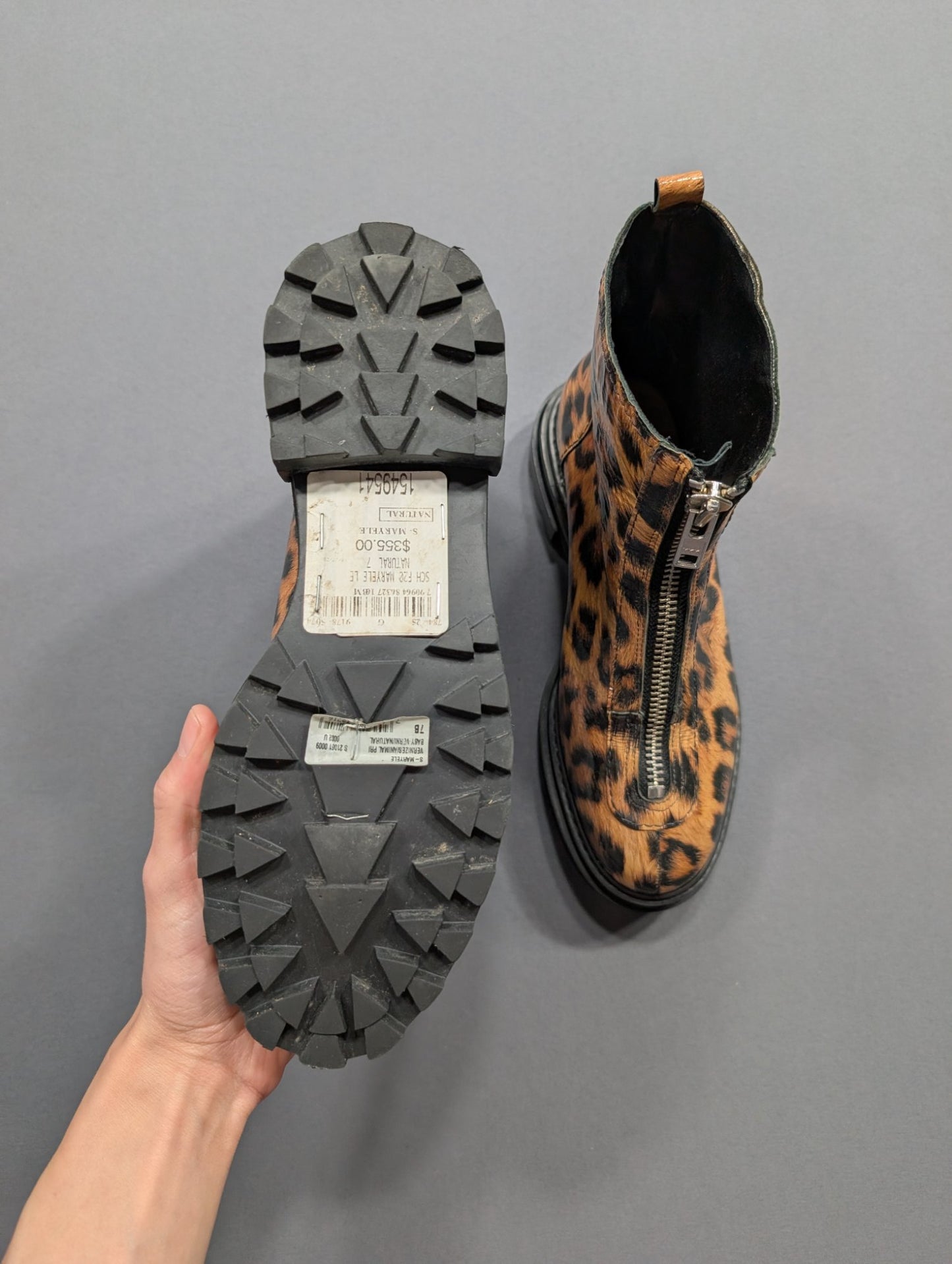 Schutz S-Marylle Leopard Print Ankle Boots Sz 7 Front Zip