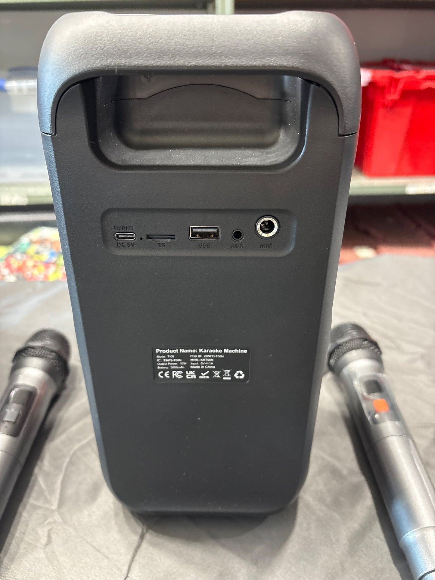 T-08 Karaoke Multifunctional Speaker 10W BT TWS 2 Wireless Mics RGB