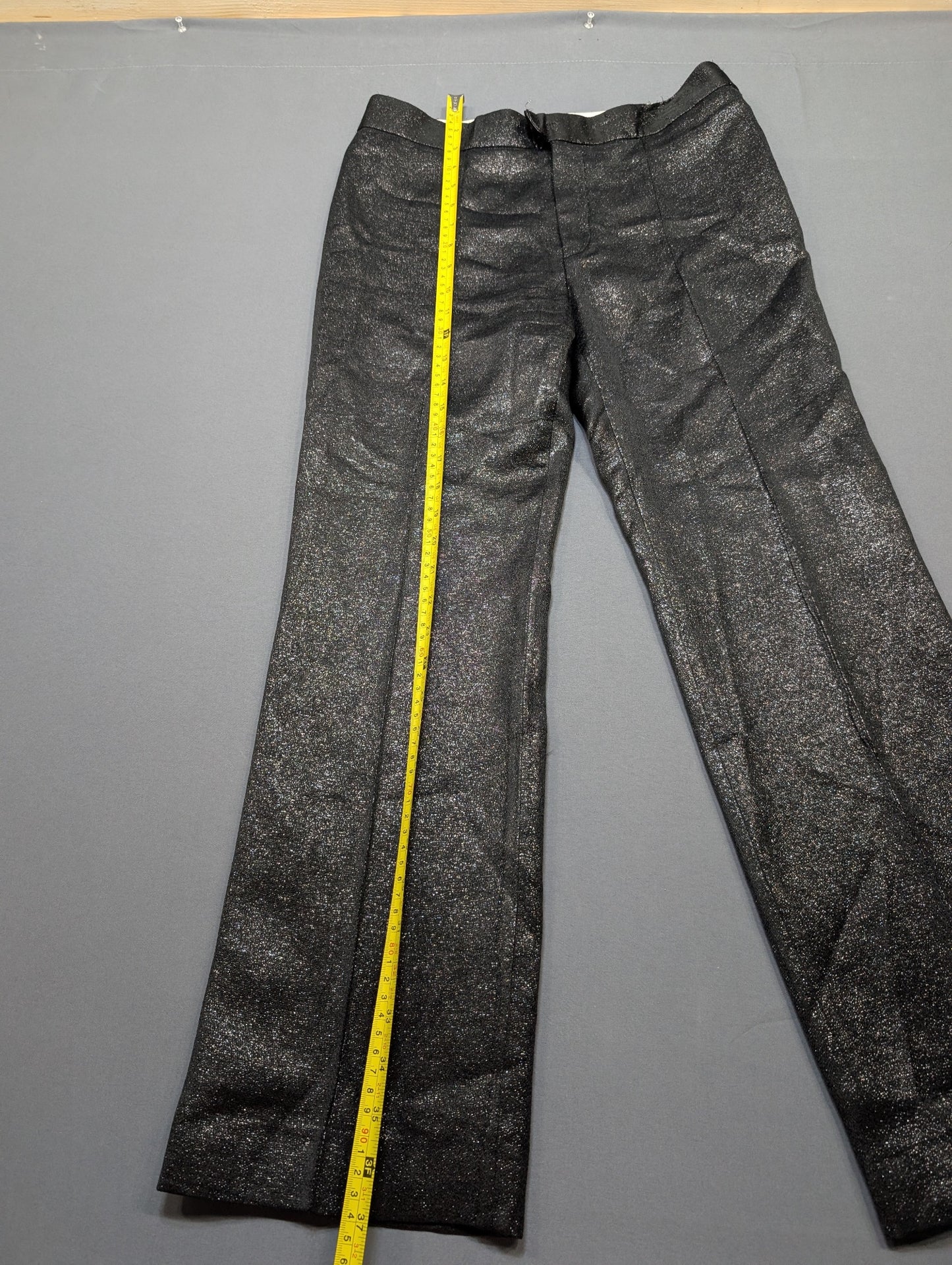 Isabel Marant Metallic Glitter Flare Trousers Pants Silver Black EU 38