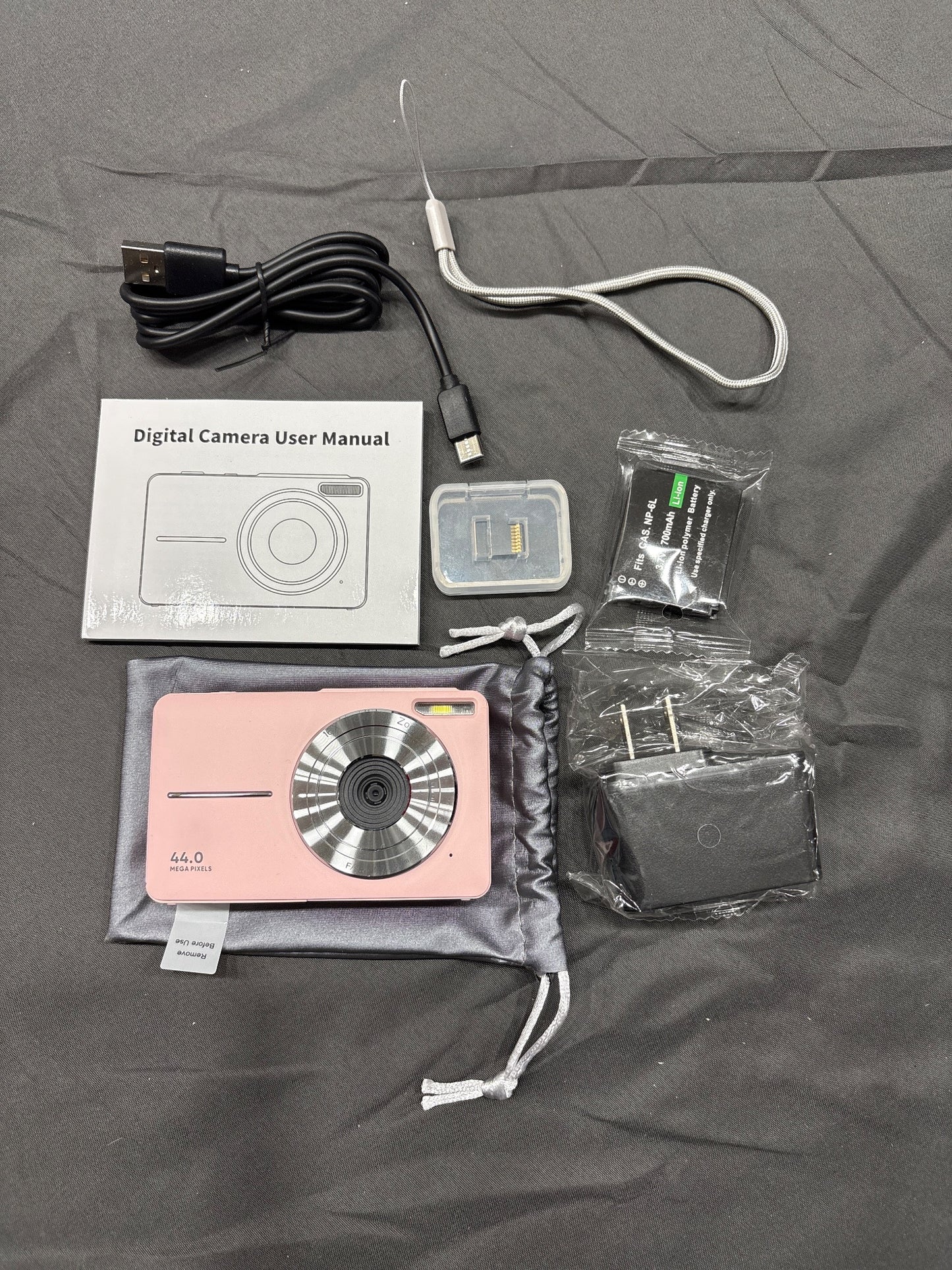 Better Life 44MP Digital Camera 16x Zoom Pink w/ SD Card & Battery