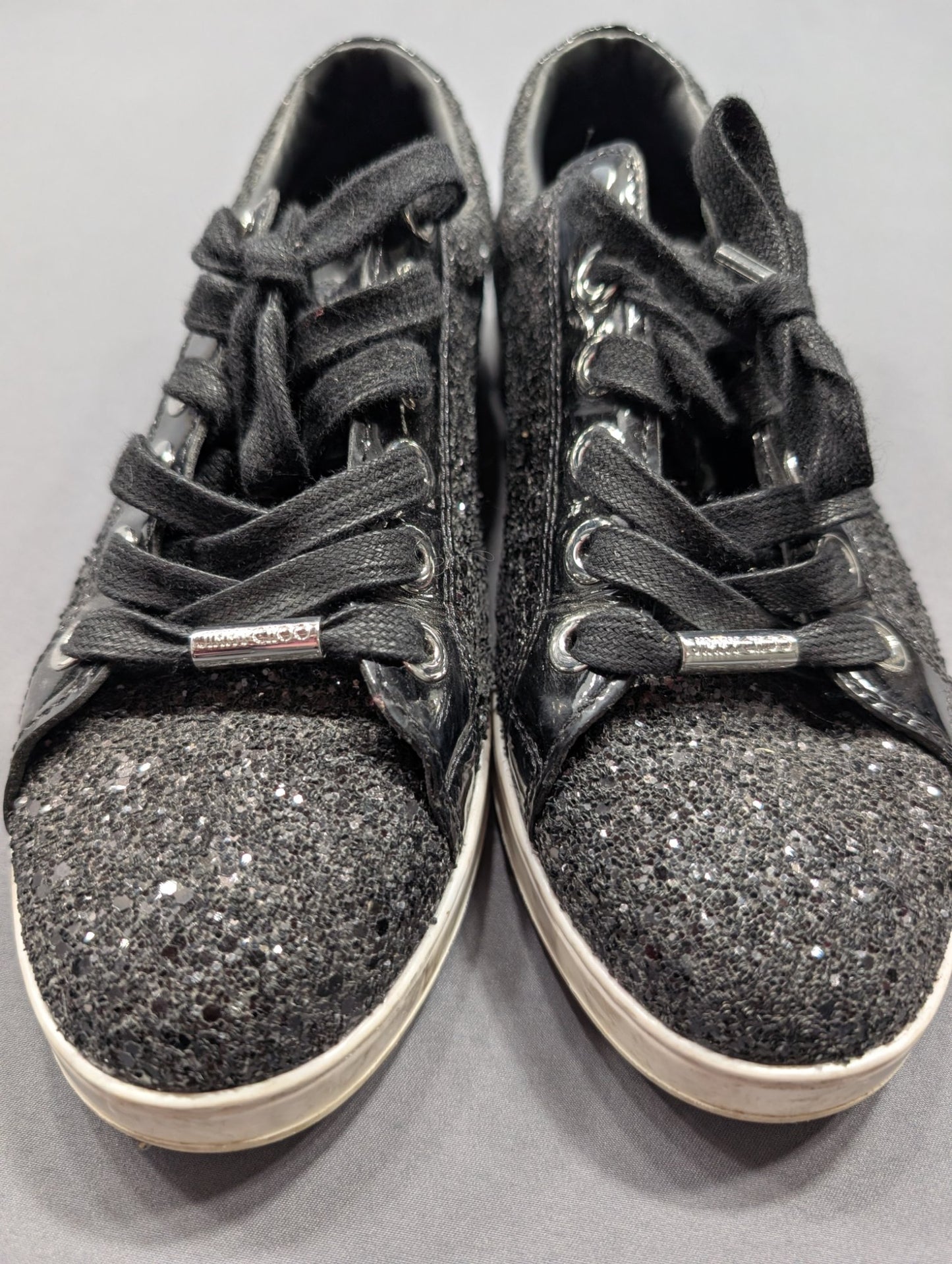 Jimmy Choo Cash Star Glitter Sneakers EU 38.5 Black
