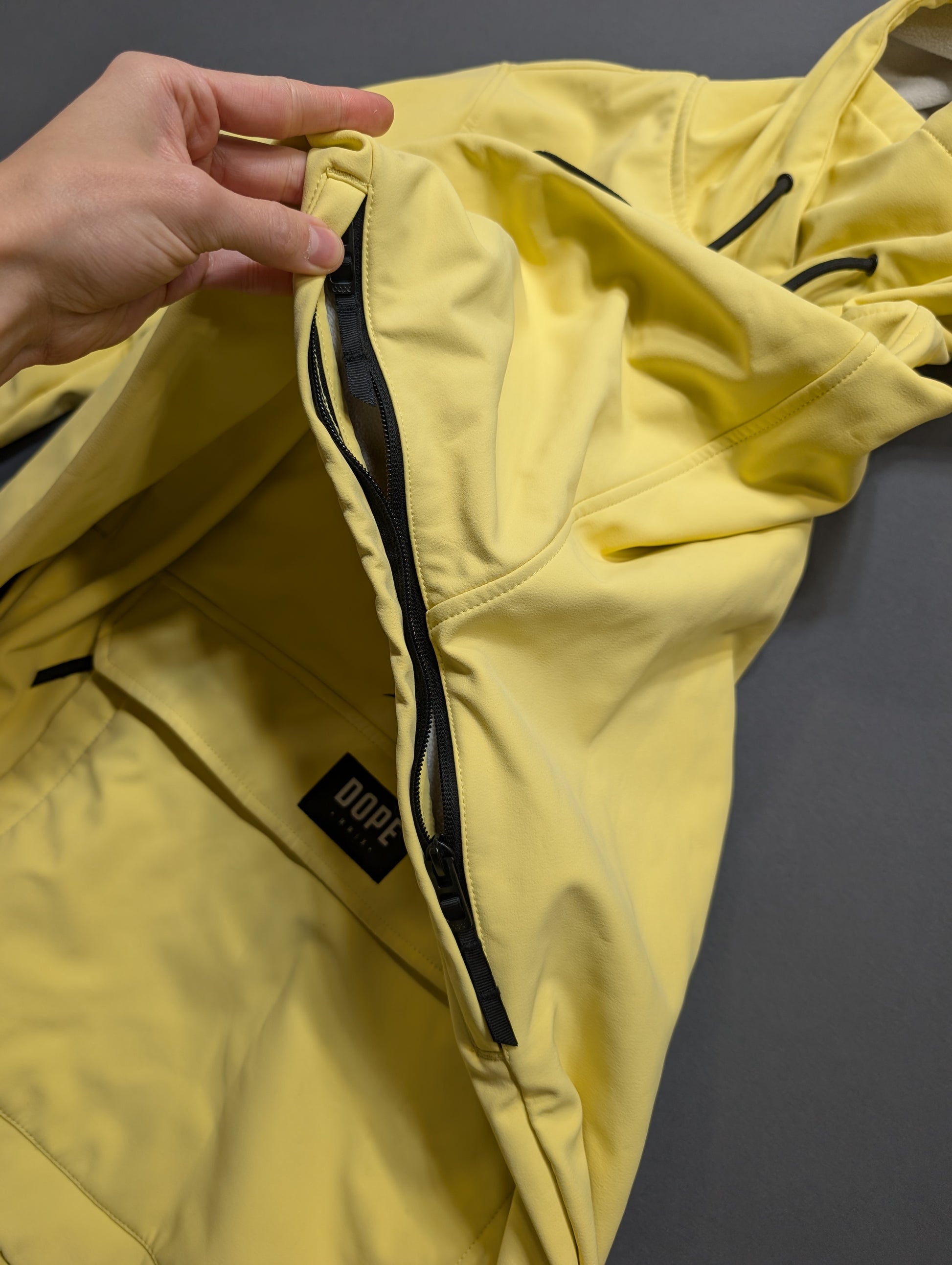 Dope Snow yellow hooded anorak jacket, size Medium
