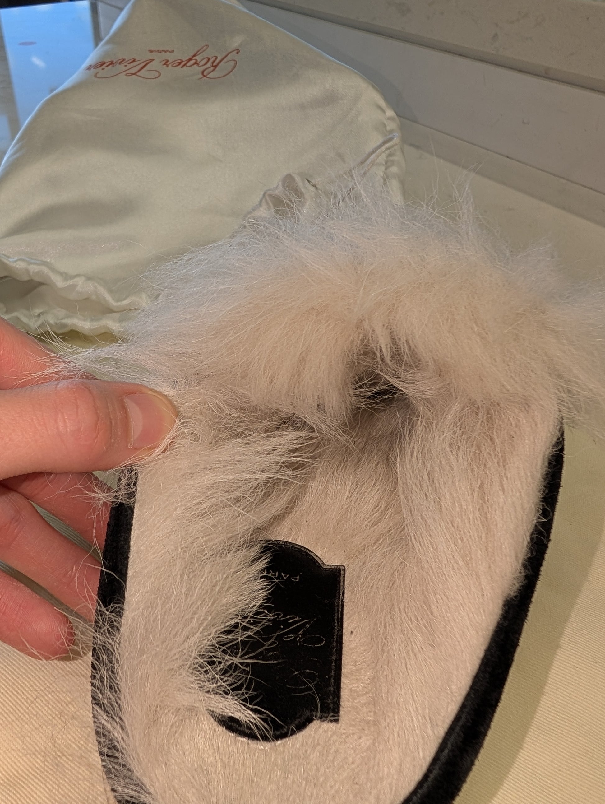 Roger Vivier Crystal Strass Buckle Fur Shearling Slippers w/ Dust Bag