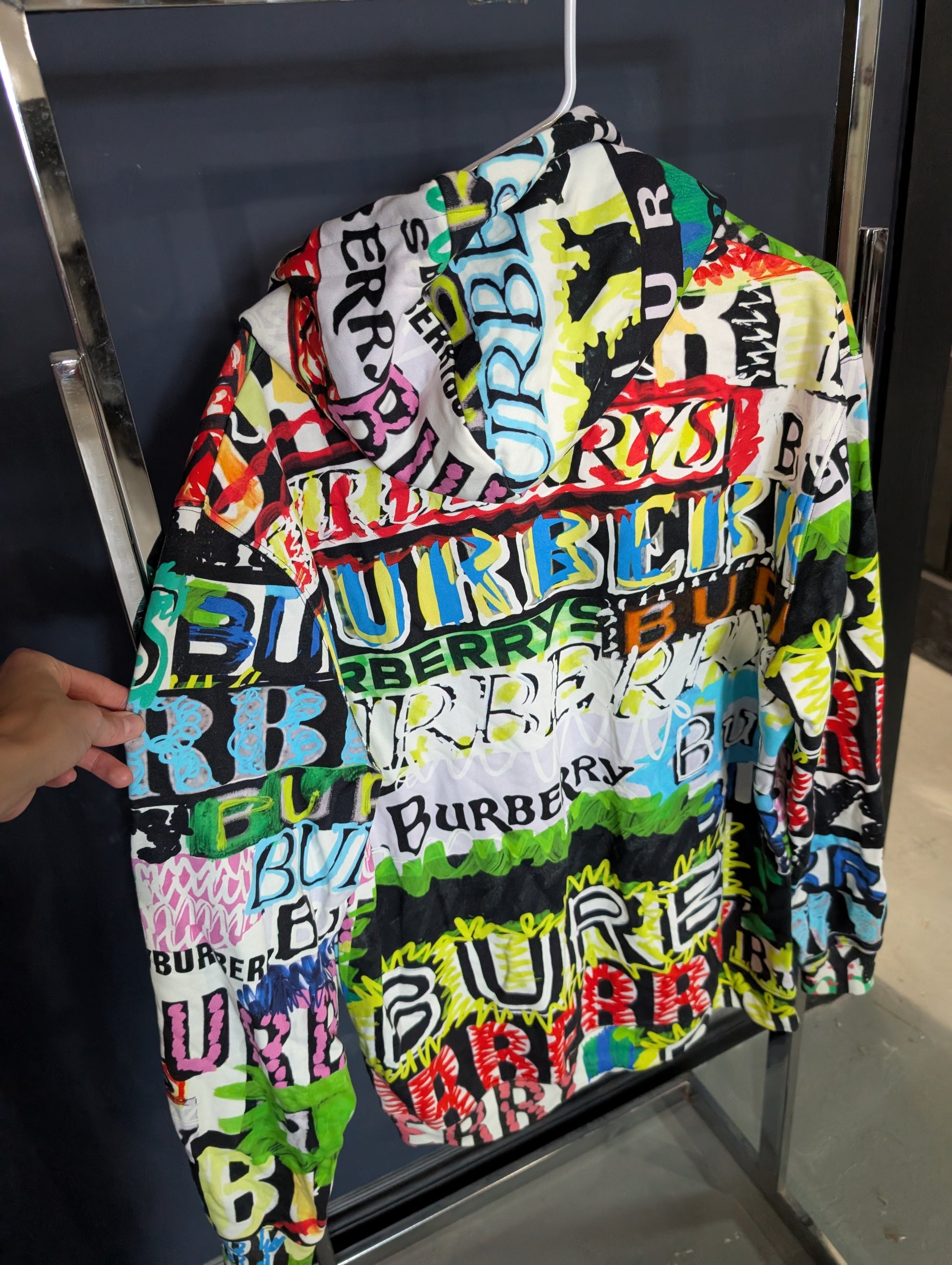 Burberry Multicolor Logo Print Hoodie, Size SP