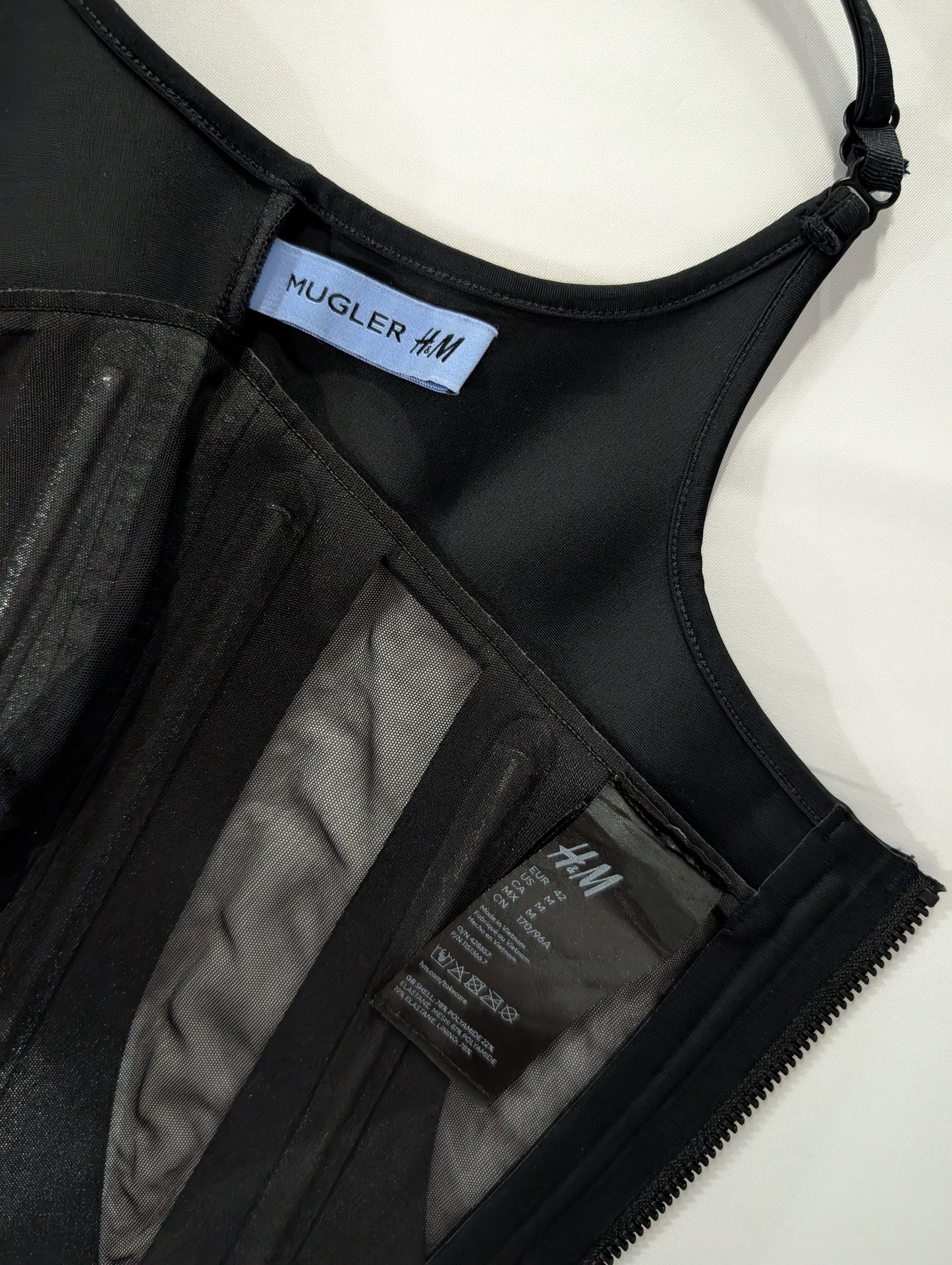 Mugler x H&M Black Mesh Corset Top with Adjustable Straps