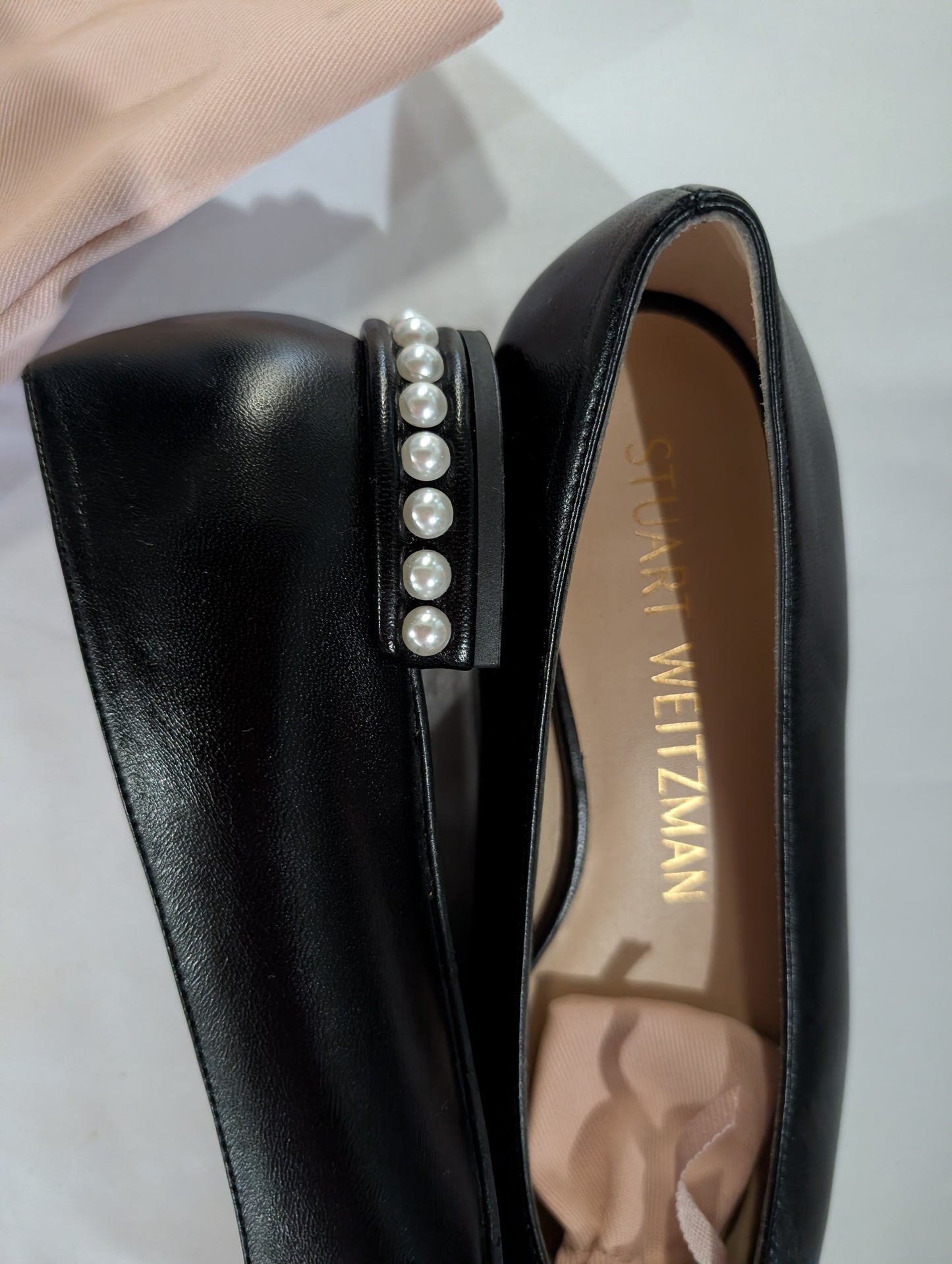 Stuart Weitzman Black Pearl Heel Leather Pumps – Like New