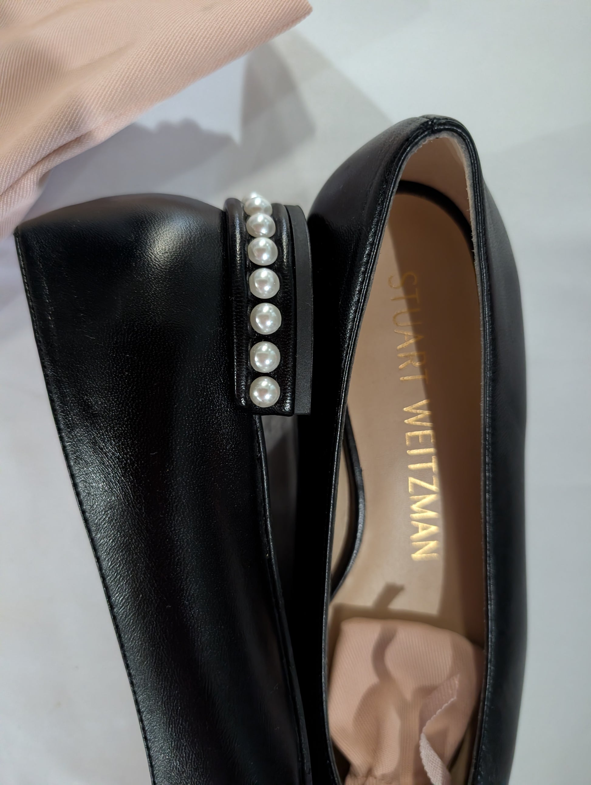 Stuart Weitzman Black Pearl Heel Leather Pumps – Like New