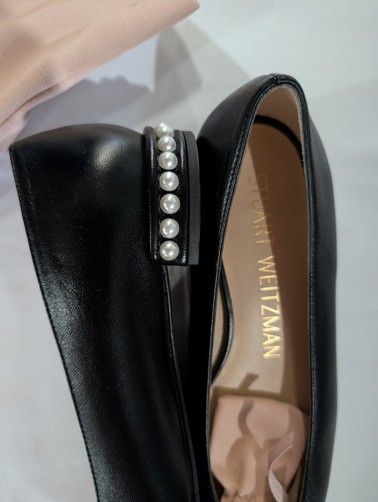 Stuart Weitzman Black Pearl Heel Leather Pumps – Like New