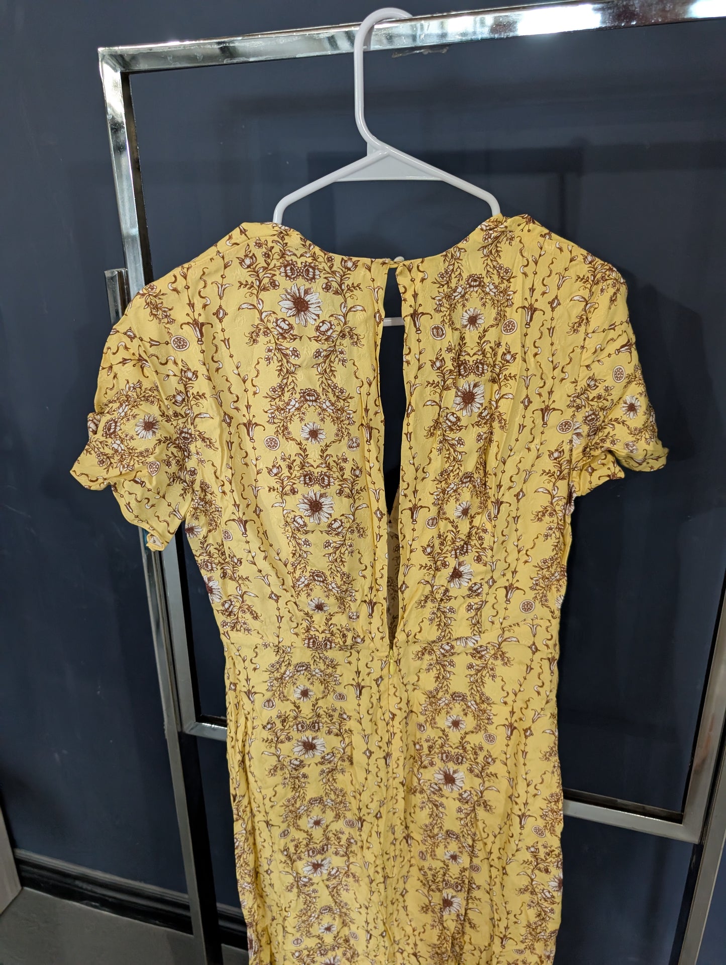 Sandro Paris Yellow Floral Midi Dress