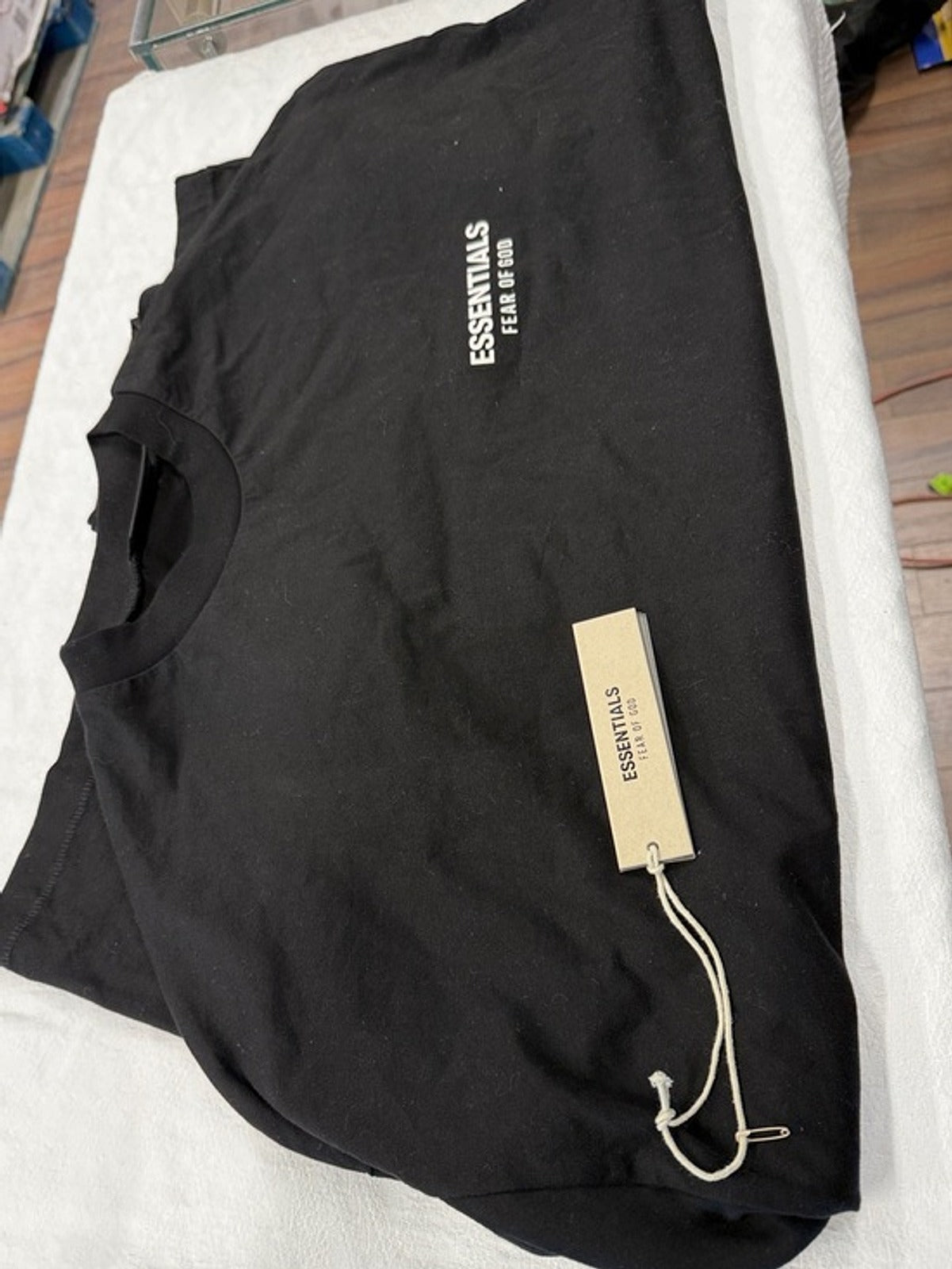 Fear of God Essentials Black Short Sleeve Logo Tee