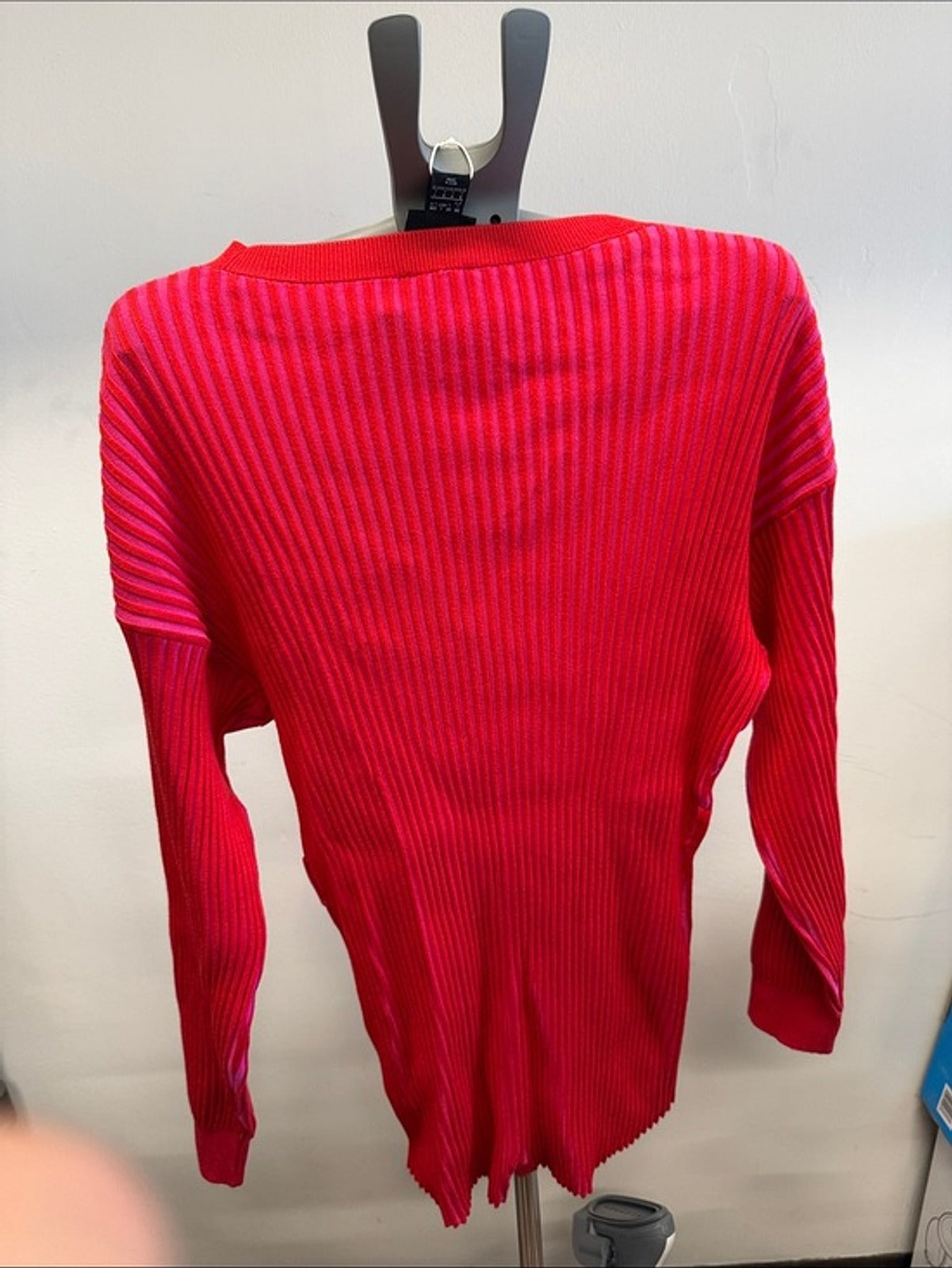 Ribbed V-Neck Long Sleeve Ivy Park x Adidas Top in Bright Red