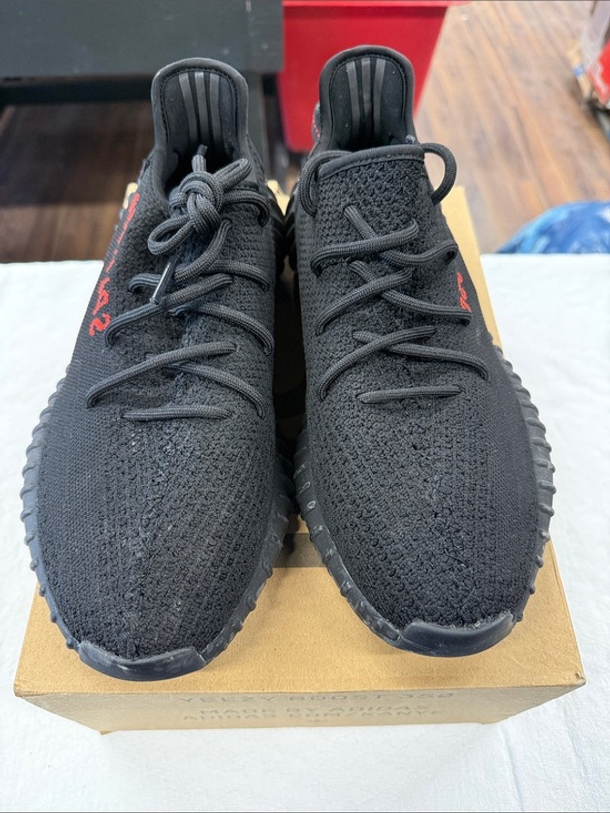 Yeezy 350 BOOST in Black and Red
