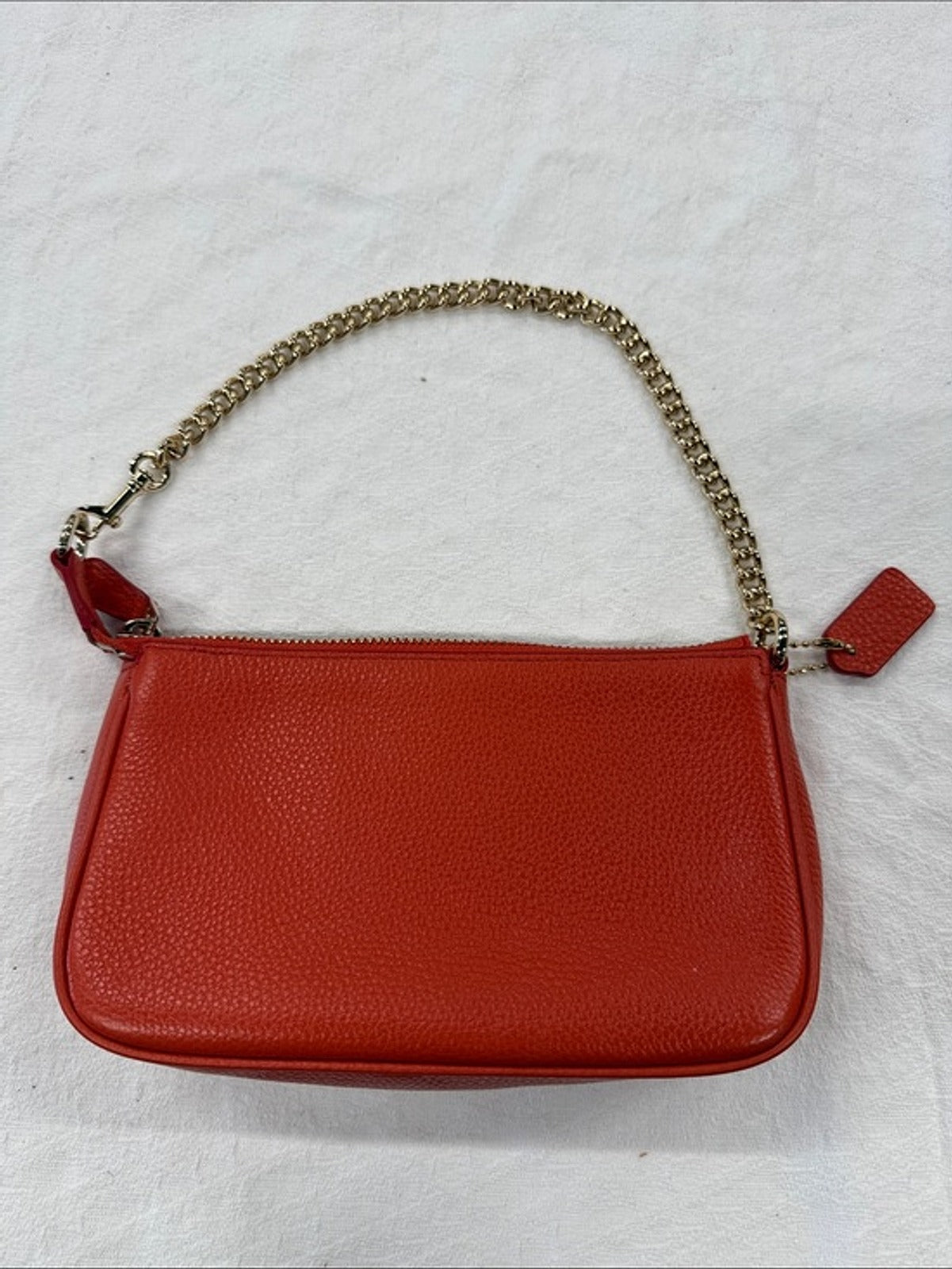 Coach Red Pebbled Leather Zip Wristlet with Gold Hardware