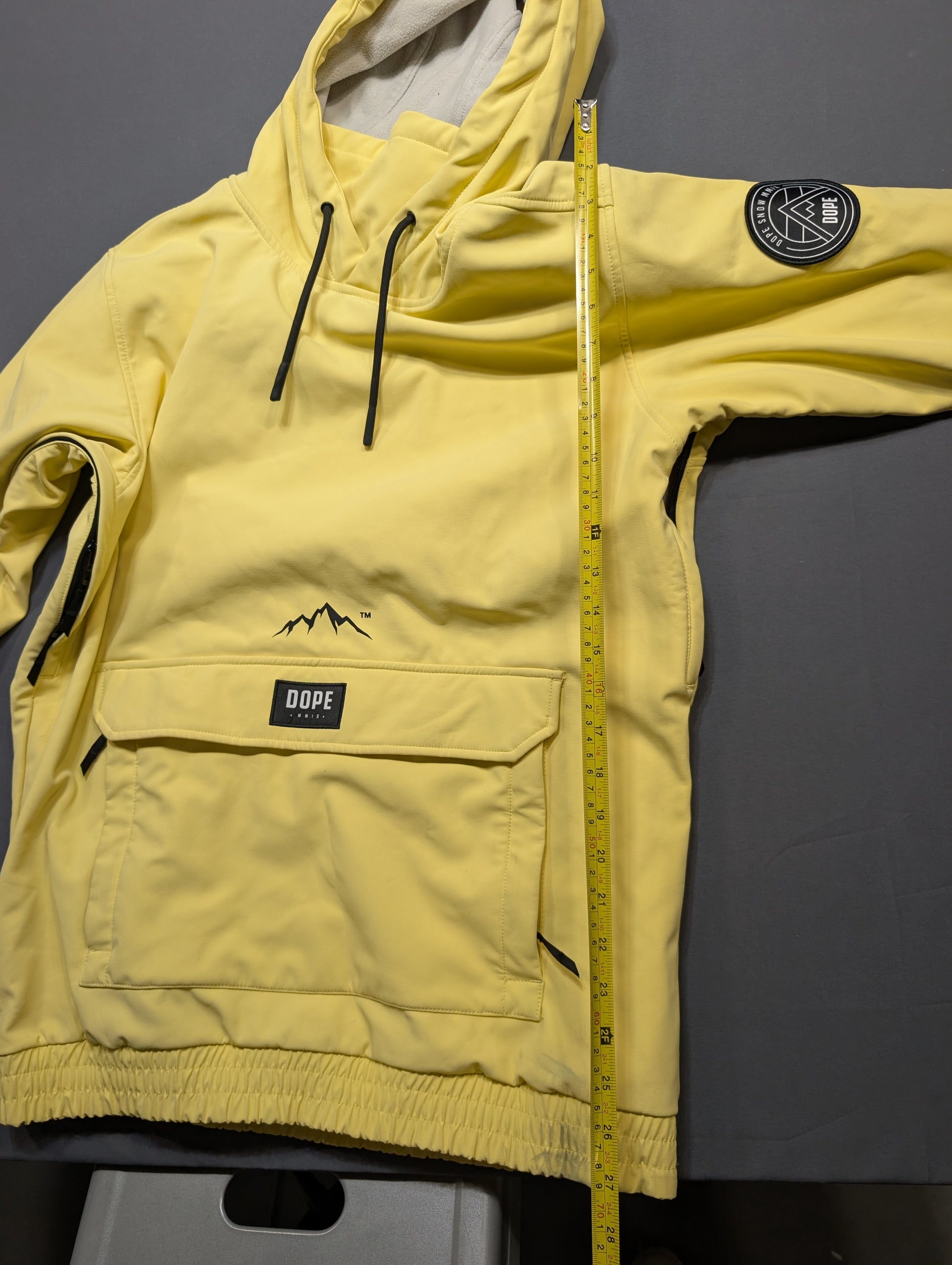 Dope Snow yellow hooded anorak jacket, size Medium