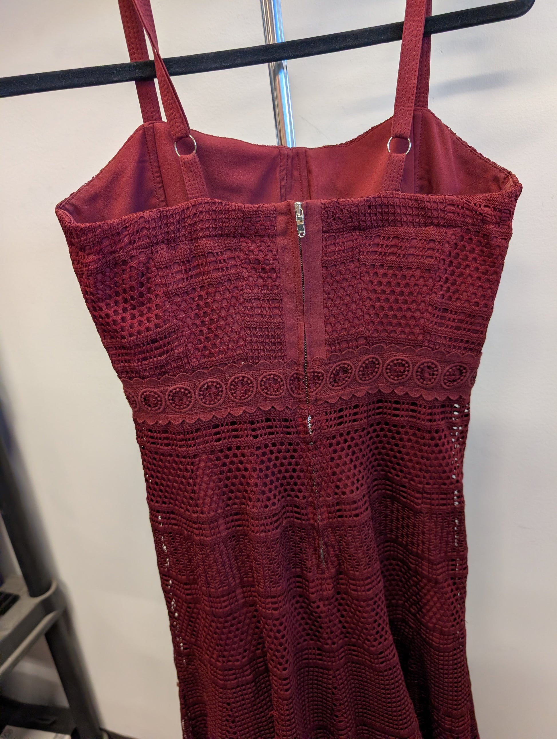 Sandro Paris Burgundy Lace Dress, Size 36