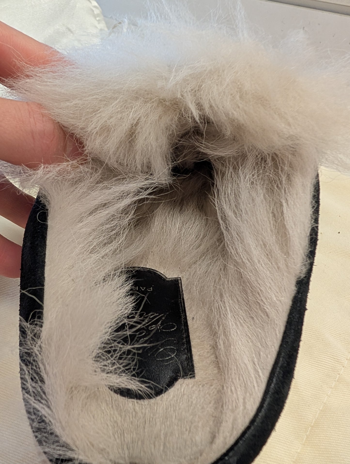 Roger Vivier Crystal Strass Buckle Fur Shearling Slippers w/ Dust Bag