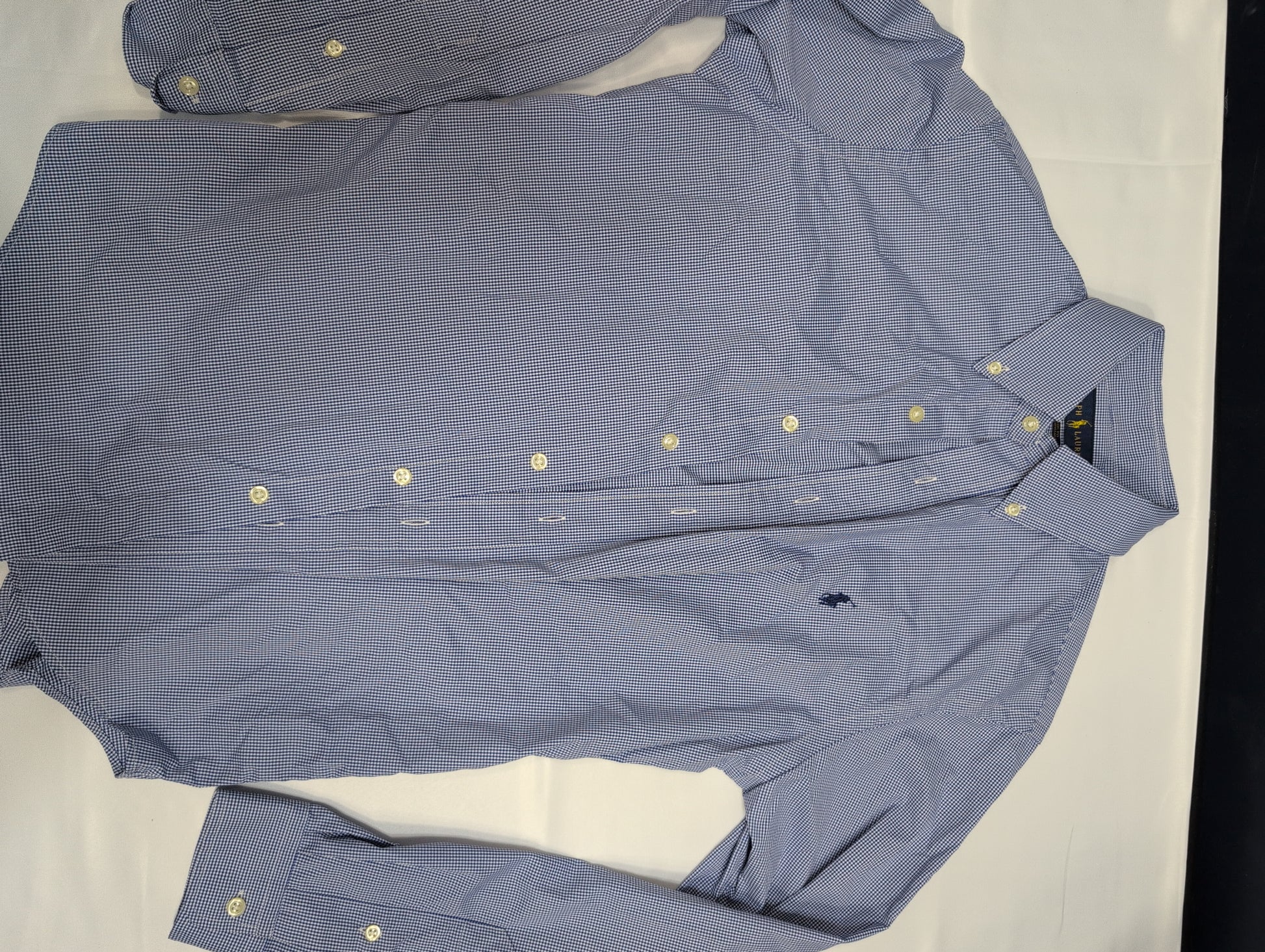 Ralph Lauren Classic Fit Performance Shirt, Blue Gingham, Like New