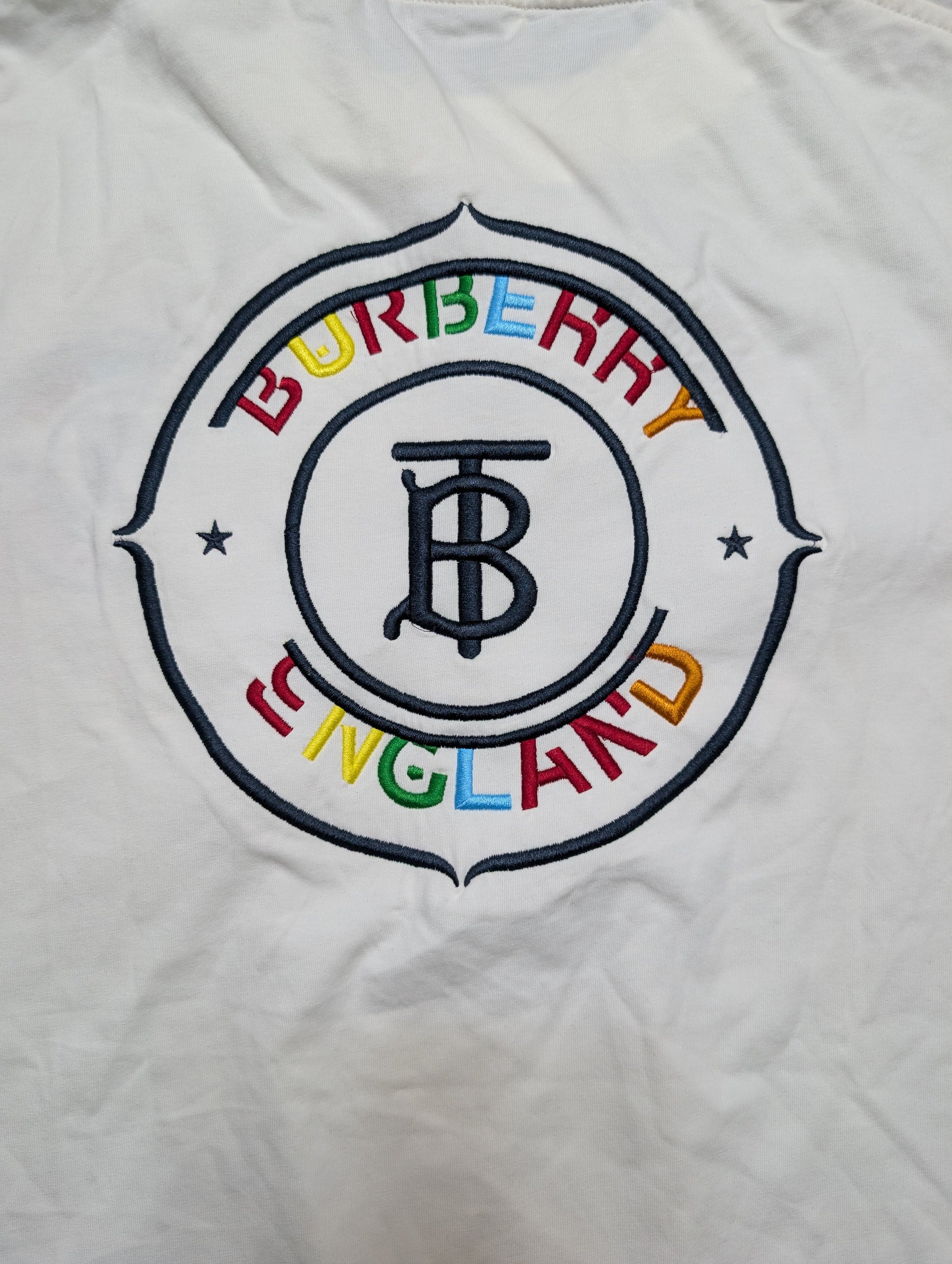 Burberry England Logo T-Shirt, White, Size M