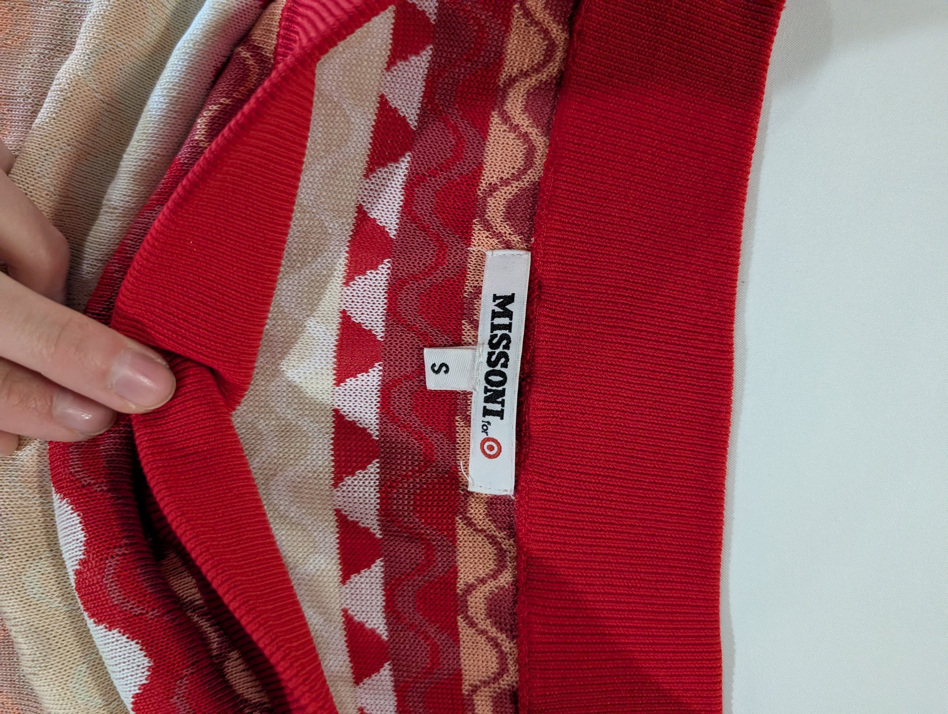 Missoni for Target red and beige zigzag mini skirt, size S