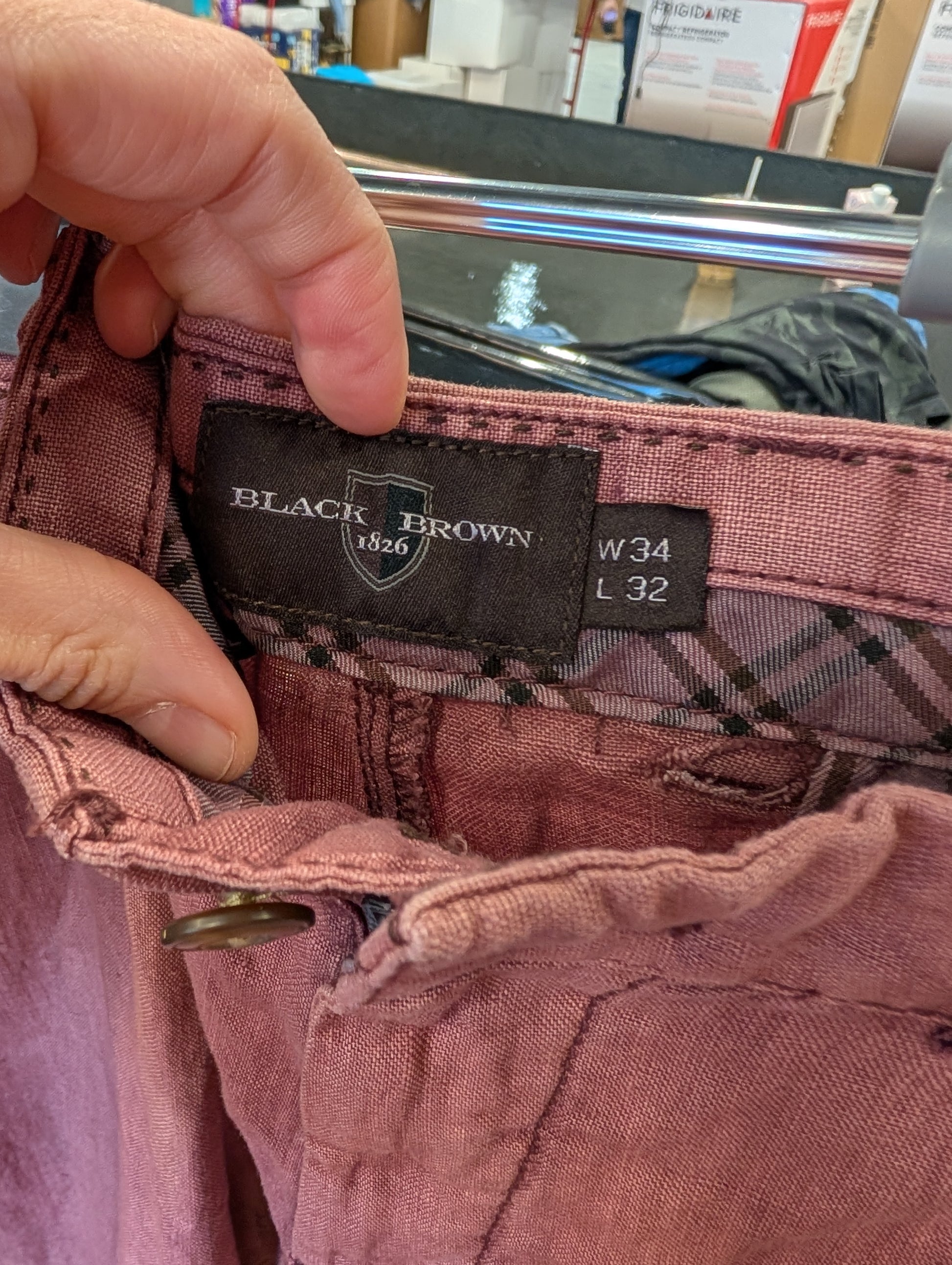 Black Brown 1826 Men's Pink Trousers W34 L32