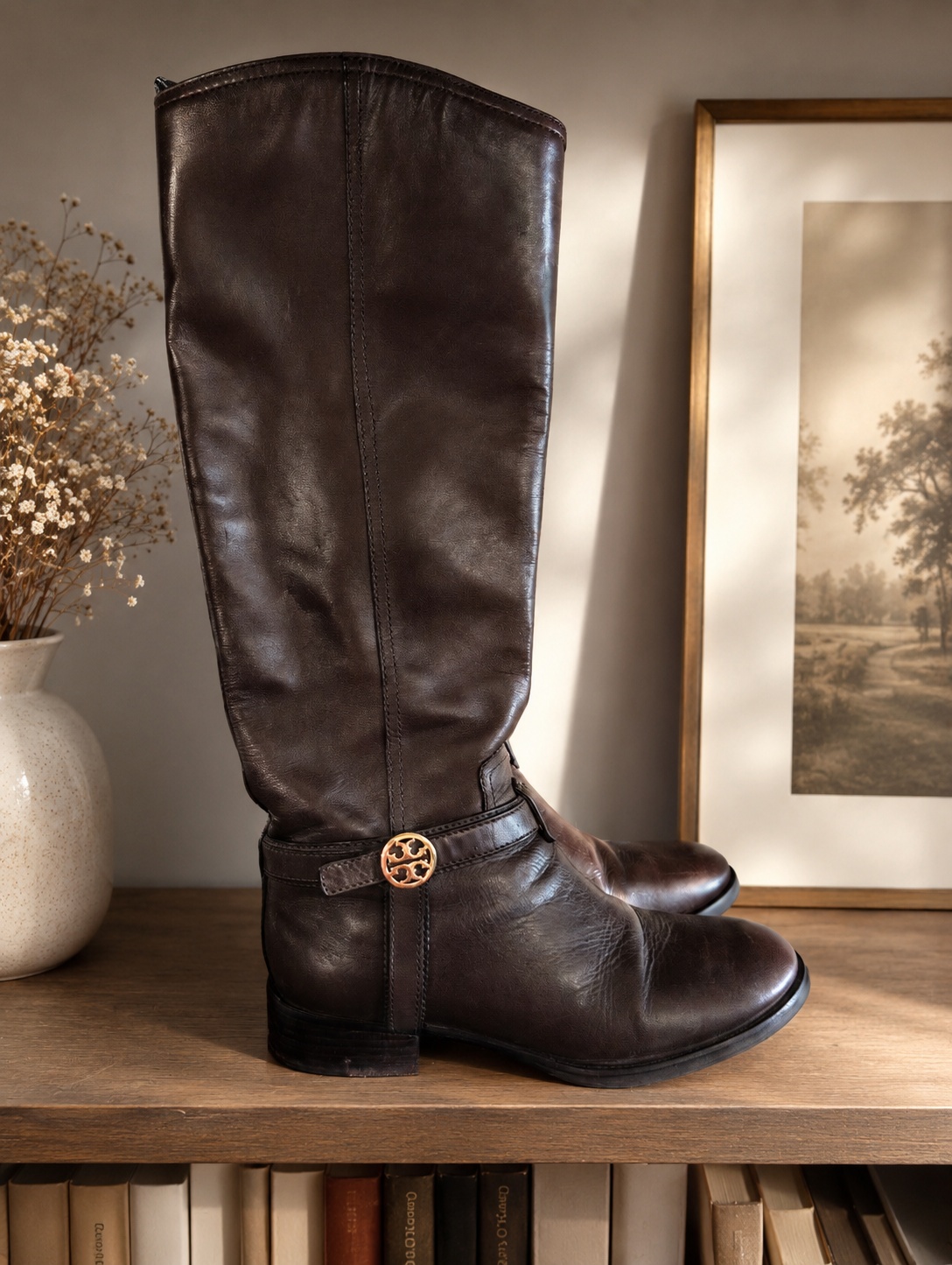 Like new Tory Burch brown leather riding boots