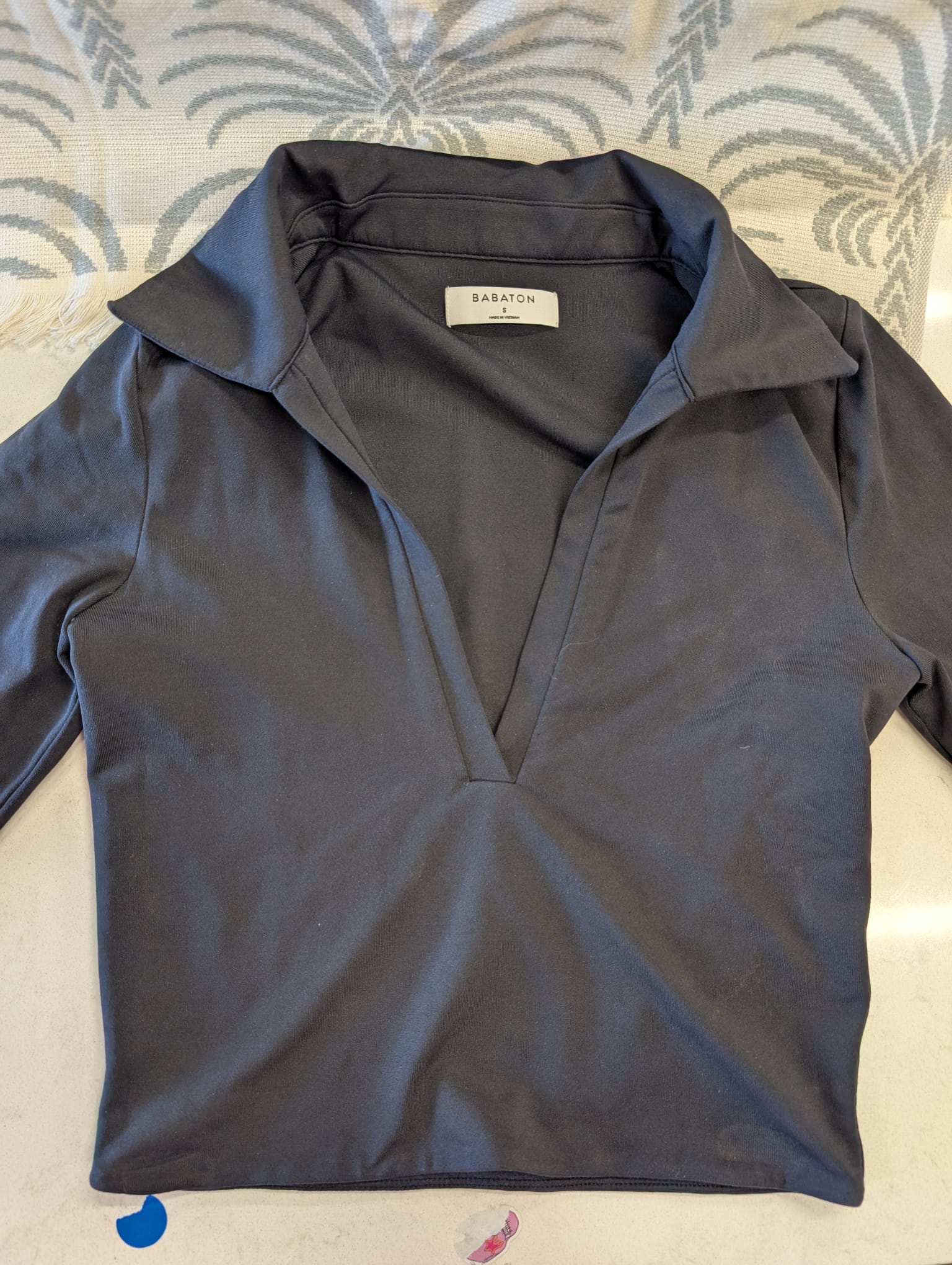 Babaton Black Collared Long Sleeve Top - Size S