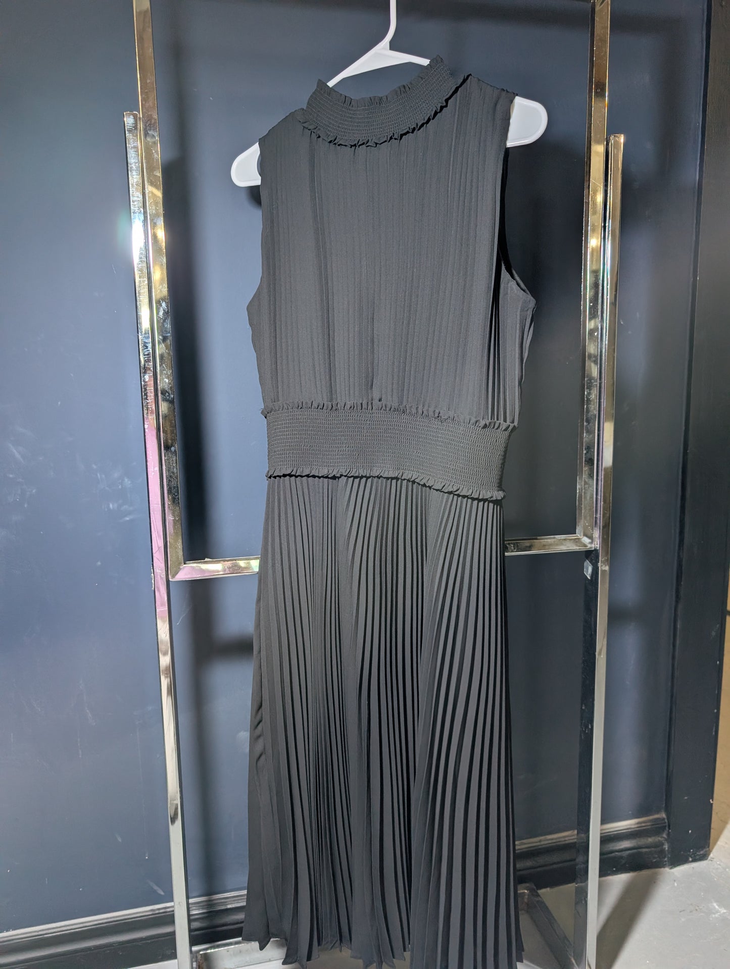 Nanette Lepore Black Pleated Midi Dress, Size 10