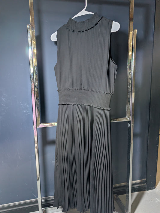 Nanette Lepore Black Pleated Midi Dress, Size 10